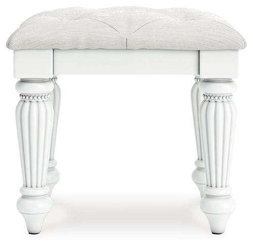 Kozlani - Vanity Upholstered Stool - White, white