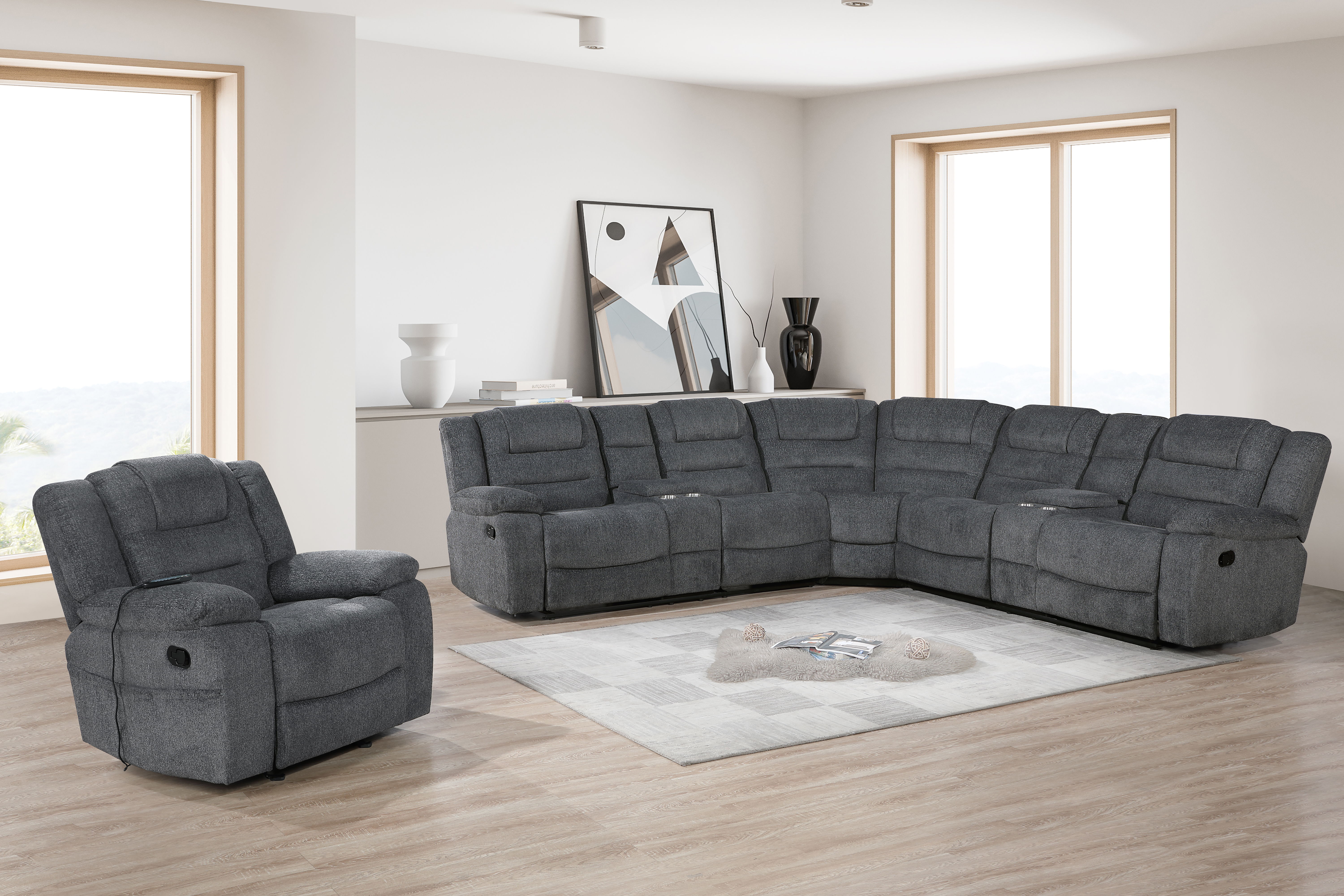 Redondo - Glider Recliner With Heat, Massage, Power - Dark Gray