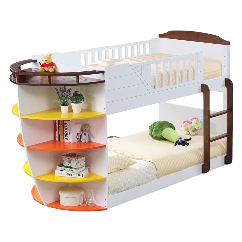 Neptune - Twin Over Twin Bunk Bed - White & Chocolate, white, view 2