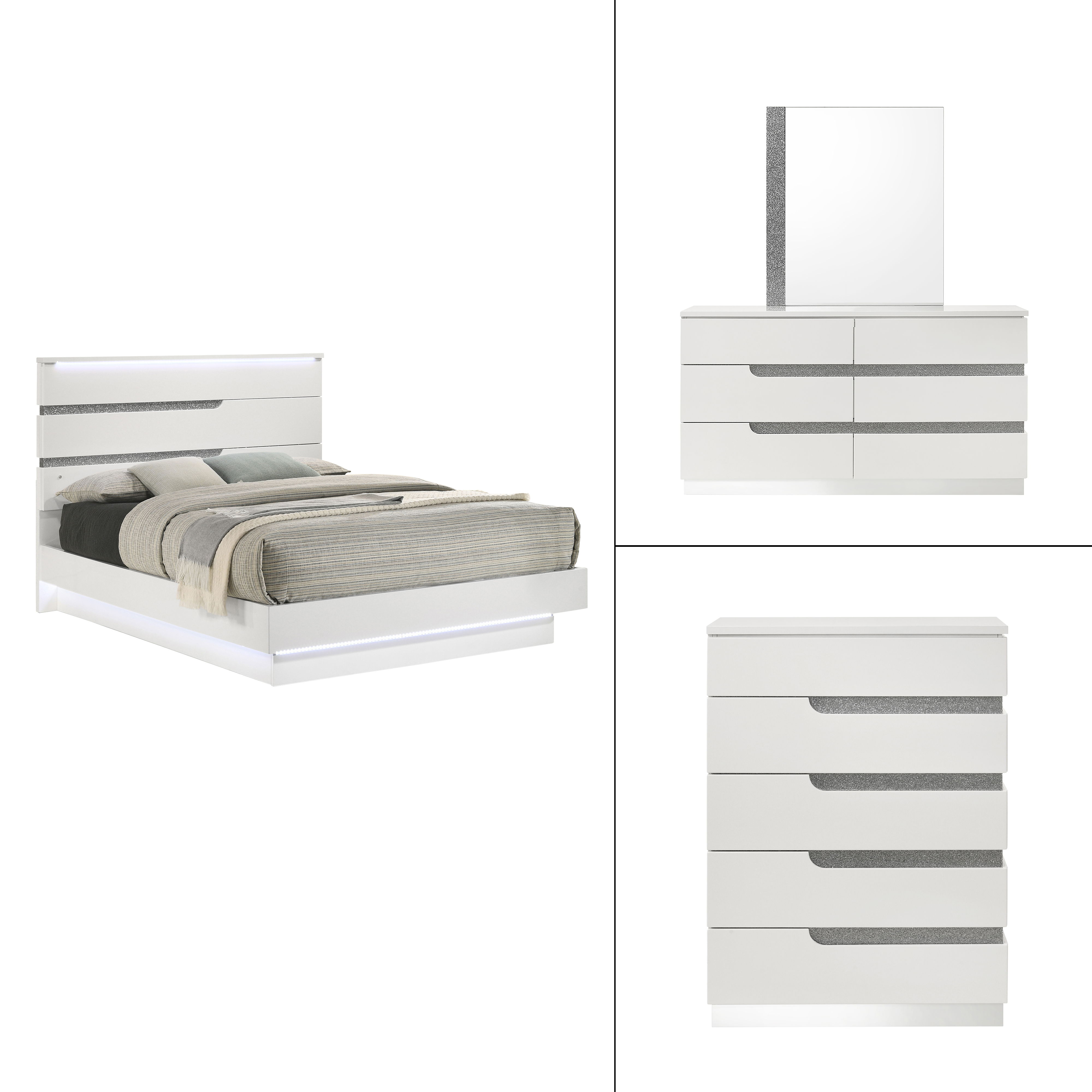 Queen · 4 Pc · Bed & Dresser & Mirror & Chest