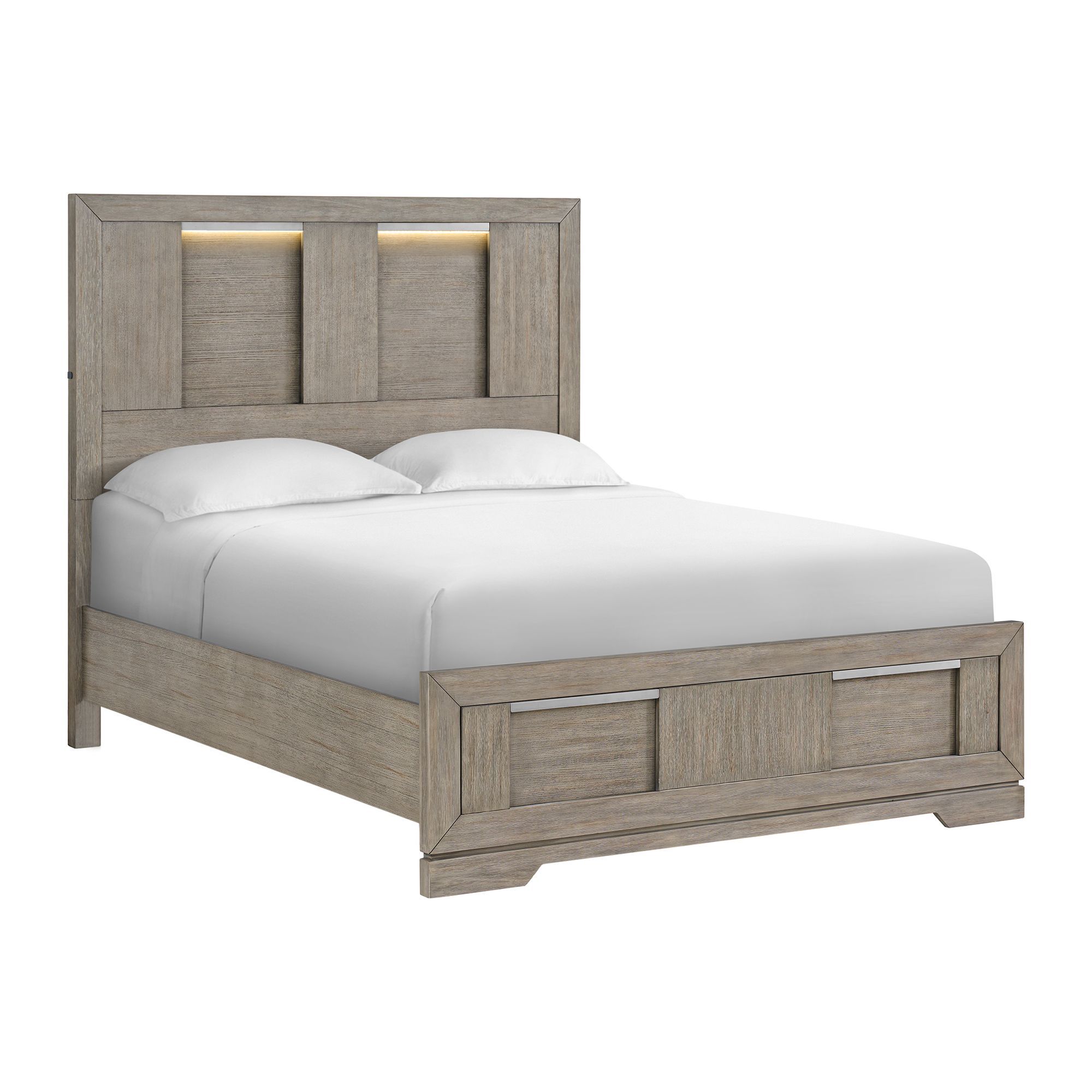 Queen Panel Bed With LED