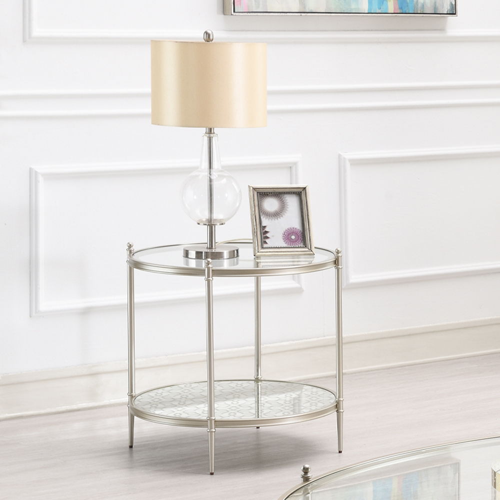Zaba - End Table - Glass Top & Champagne, silver