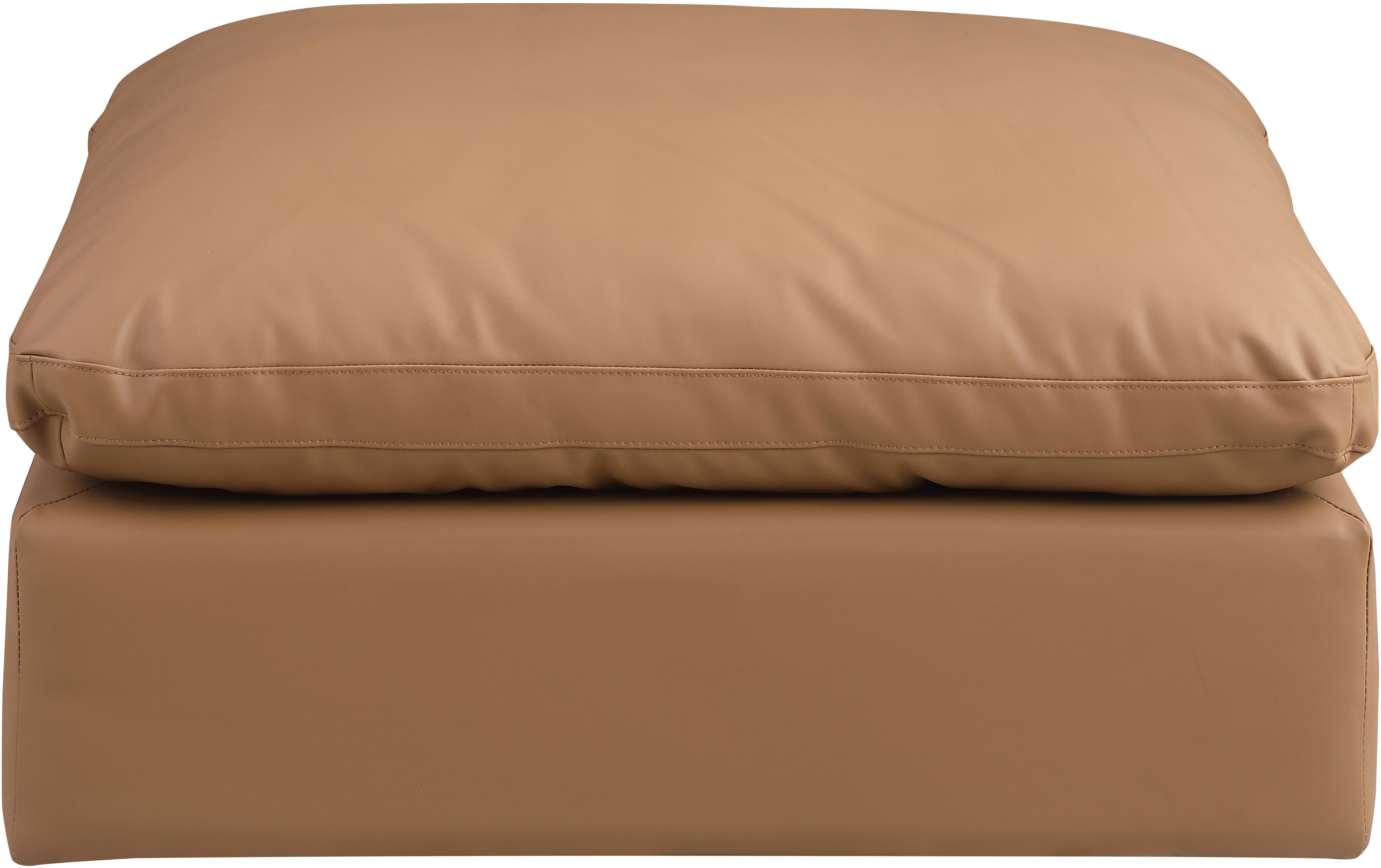 Comfy - Faux Leather Ottoman - Cognac