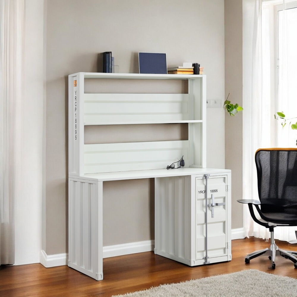 Cargo - Writing Desk With Hutch - White, white