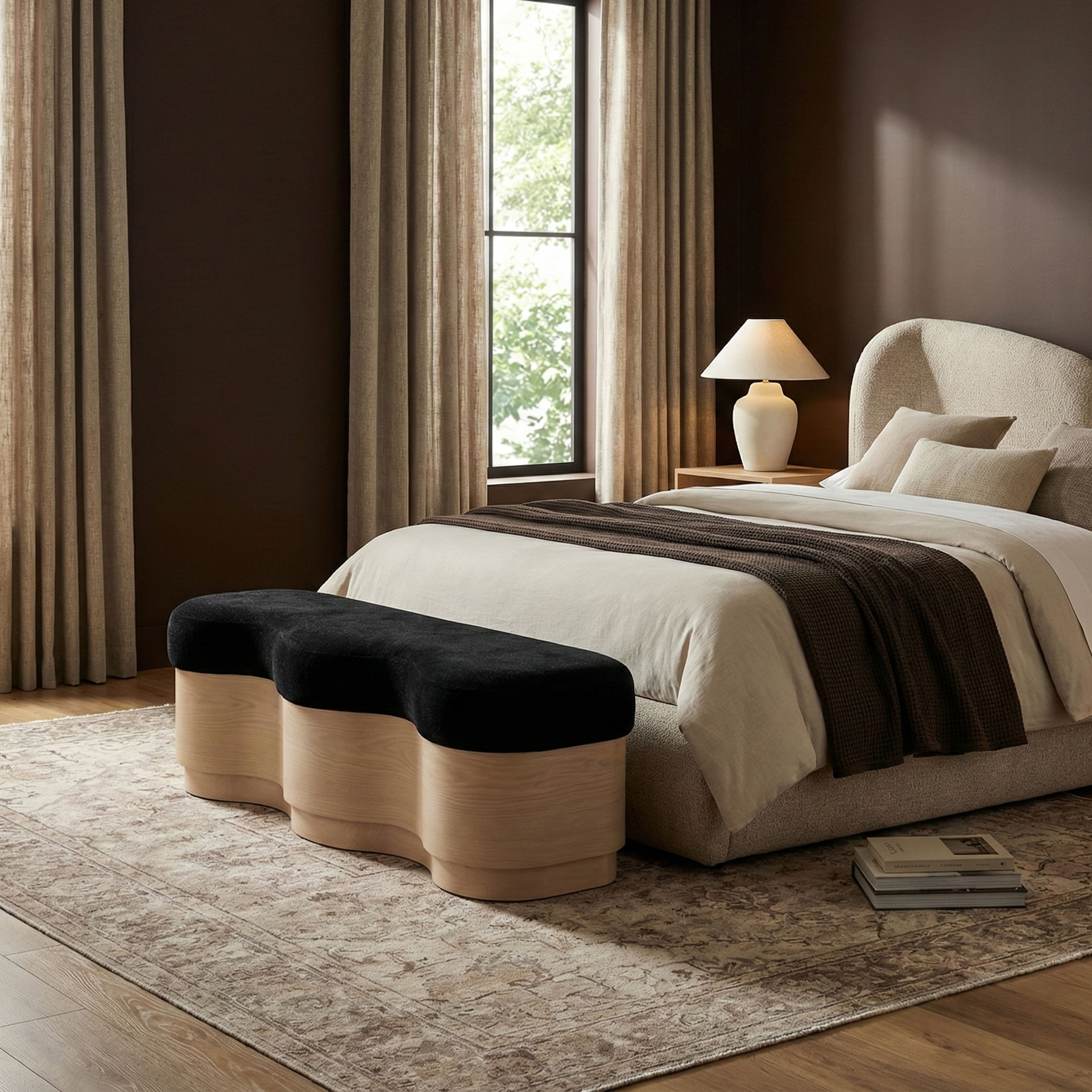 Savoy - Bench With Gold Base - Black