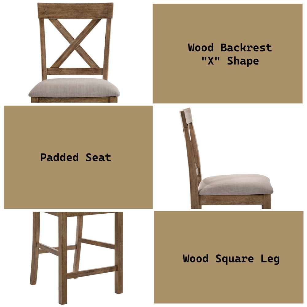 Martha II - Counter Height Chair (Set of 2) - Tan Linen & Weathered Oak, light brown, view 6