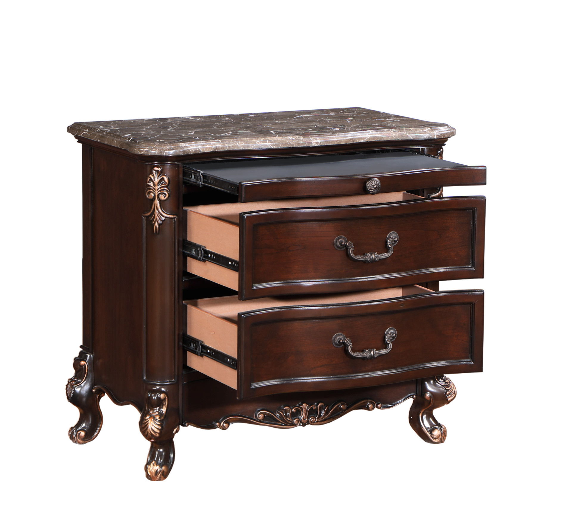 Constantine - Nightstand With Marble Top - Cherry, dark brown, view 4