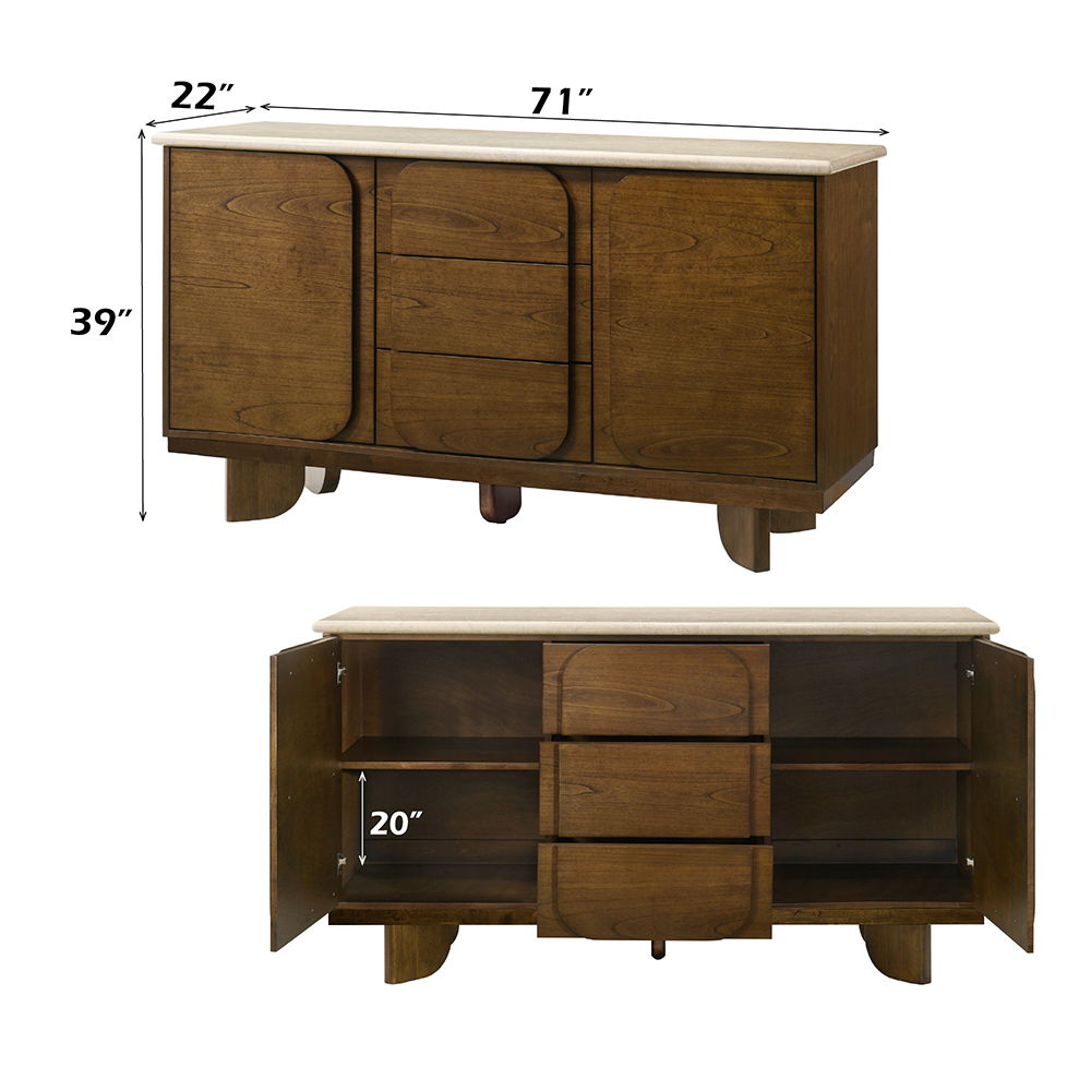 Kasha - Server With Marble Top Top - Vintage Oak, dark brown, view 5