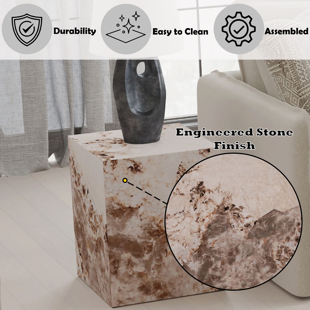 Fultan - End Table - Engineered Stone, pink, view 6