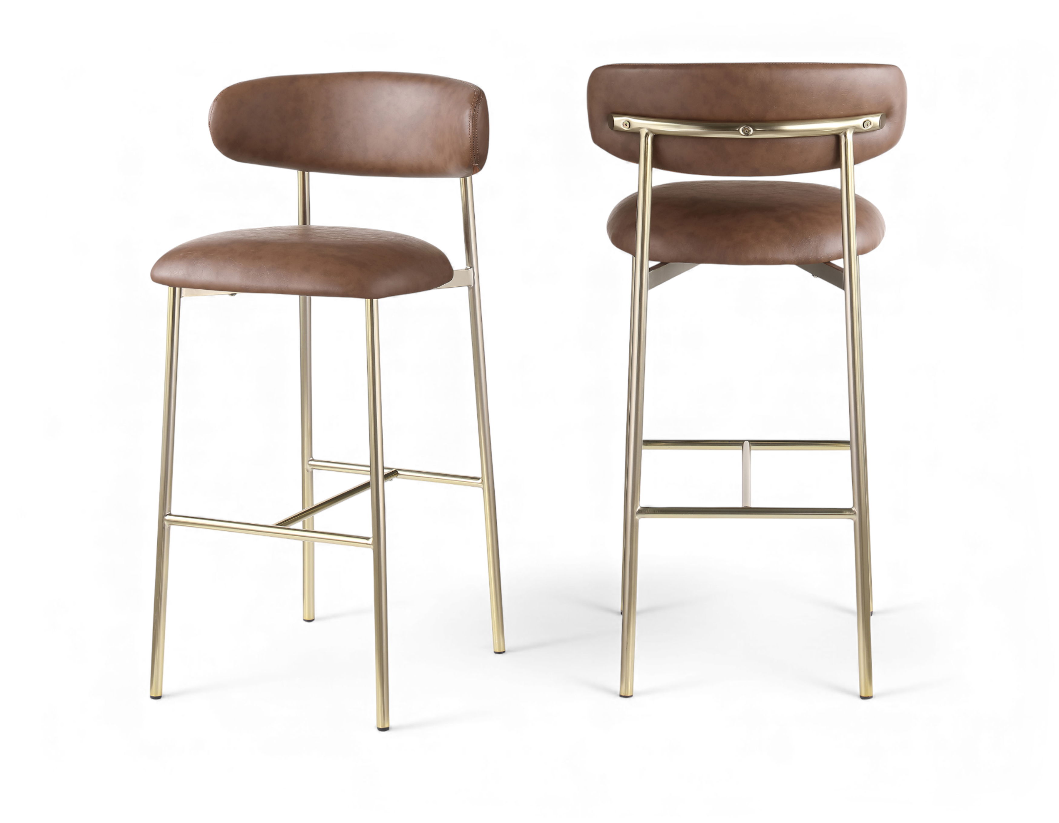Lupita - Vegan Leather Upholstered Bar Stool (Set of 2) - Brown