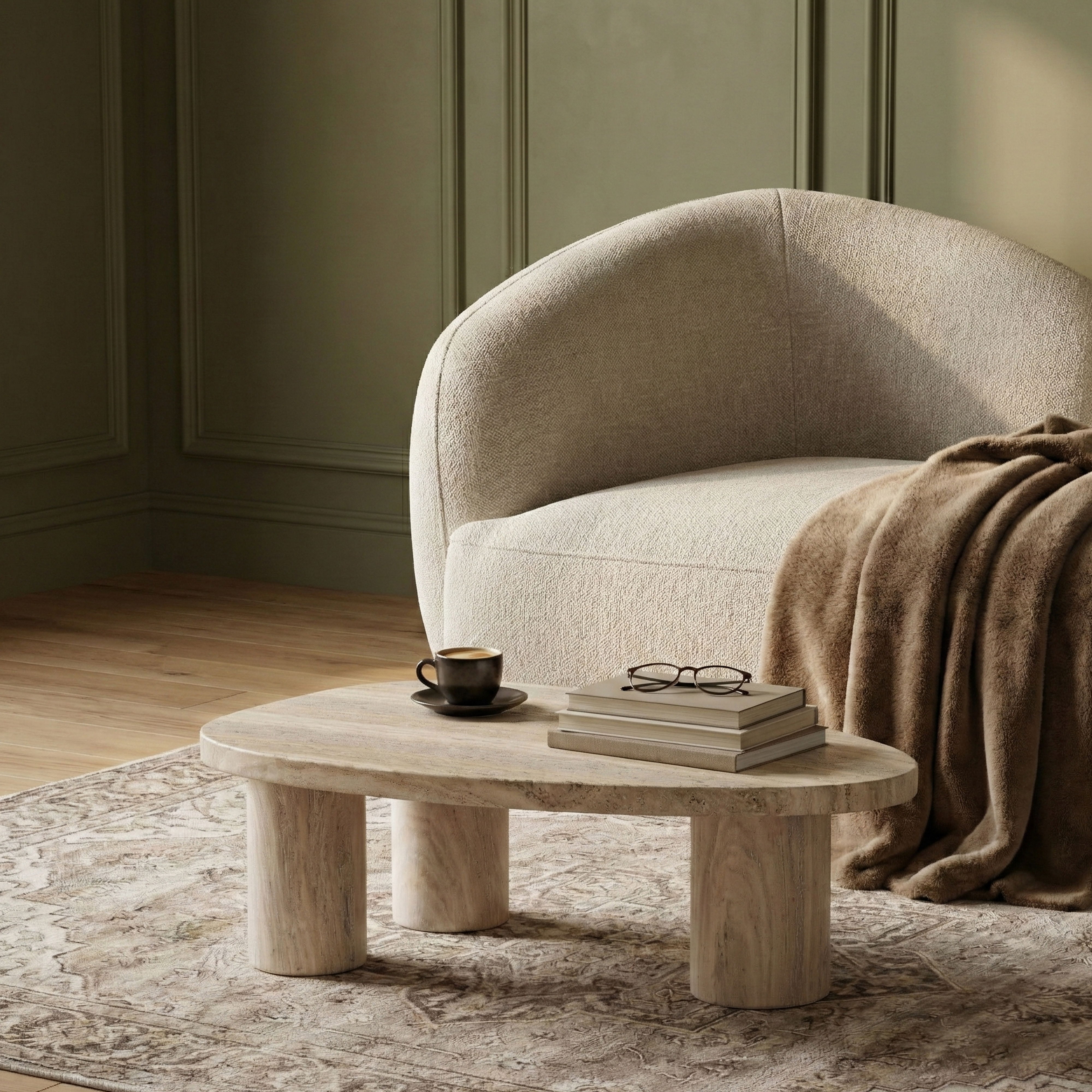 Teramo - Concrete Indoor/Outdoor Coffee Table - Travertine