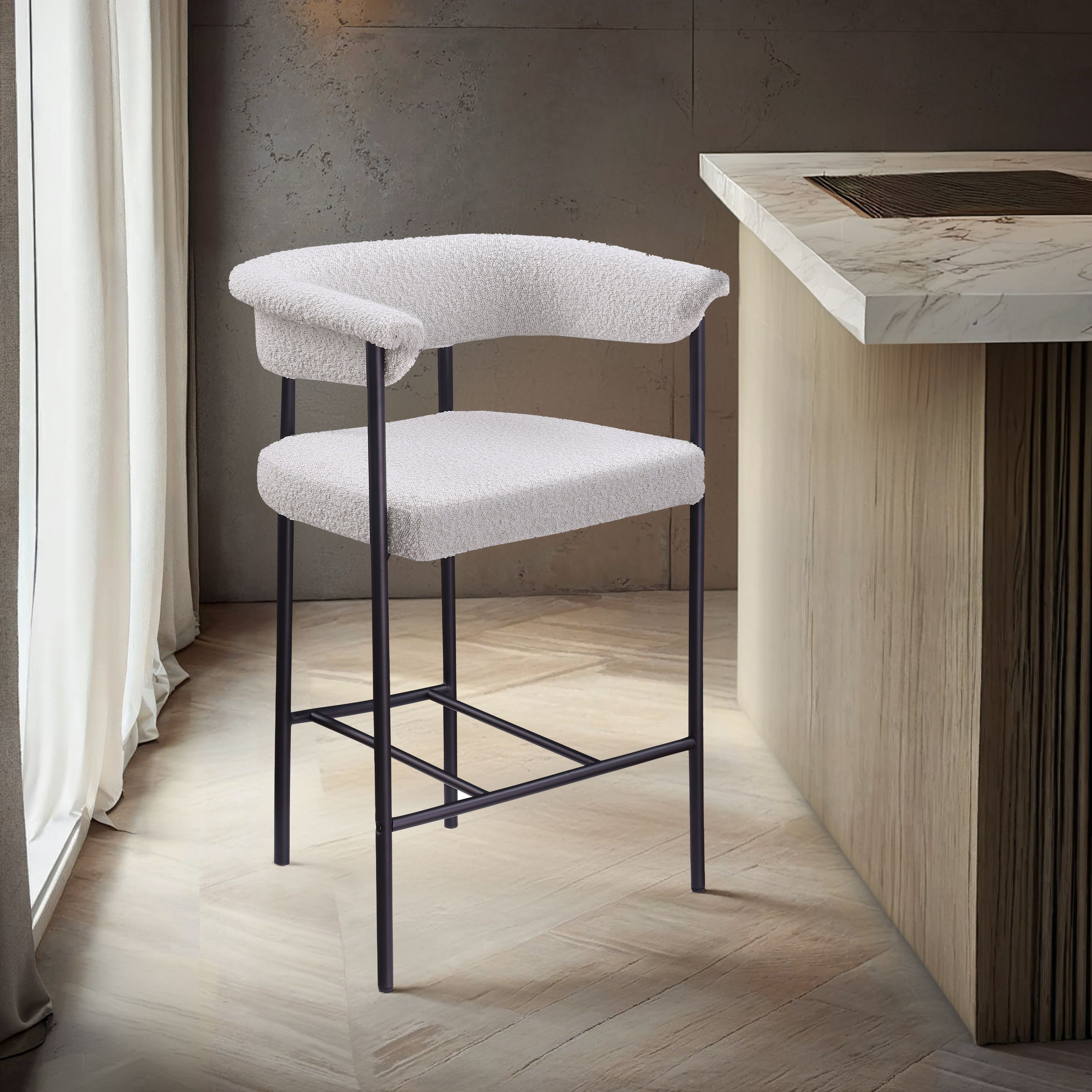 Malin - Boucle Counter Stool (Set of 2) - Cream