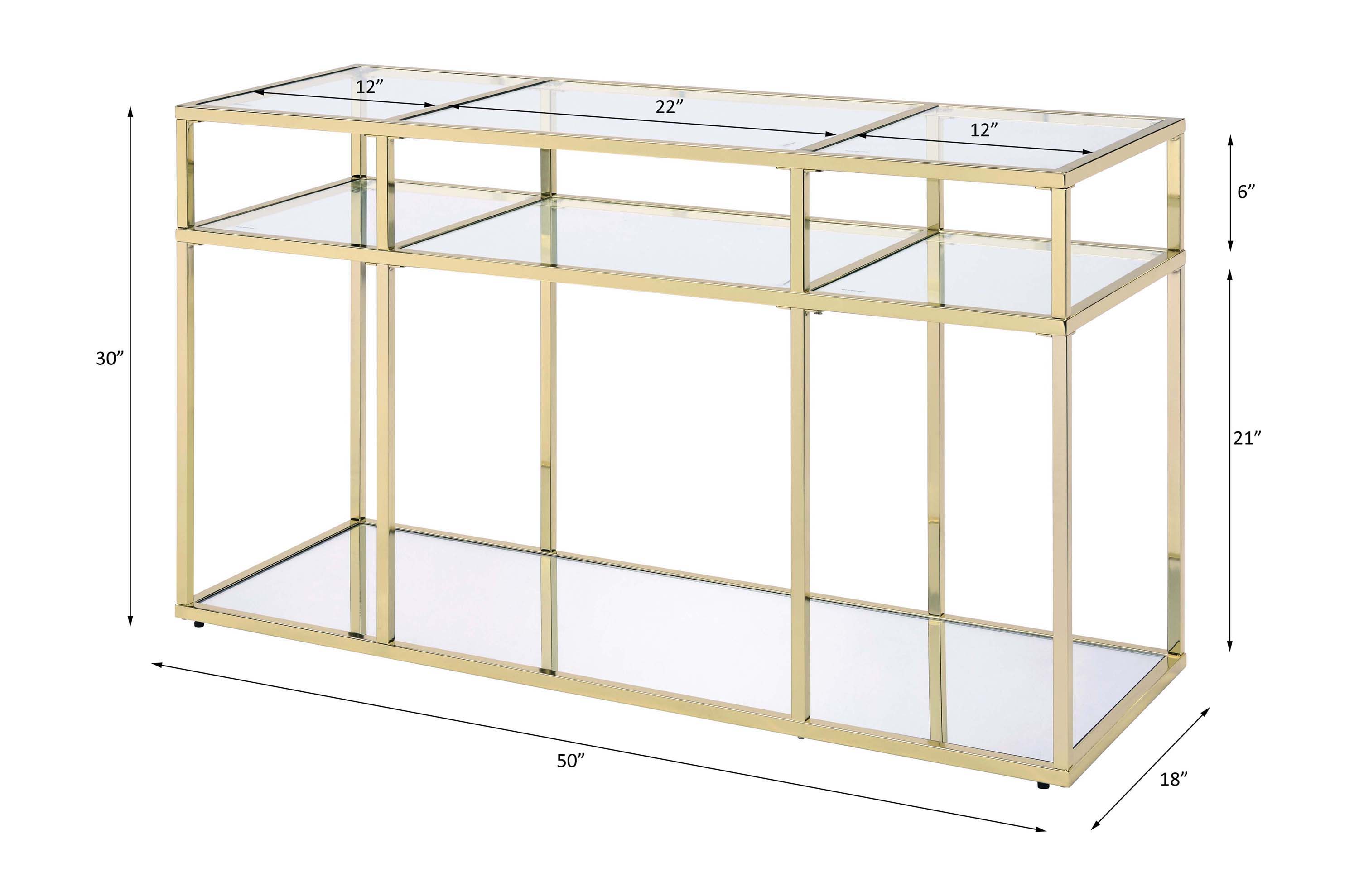 Uchenna - Sofa Table - Clear Glass & Gold, gold, view 3
