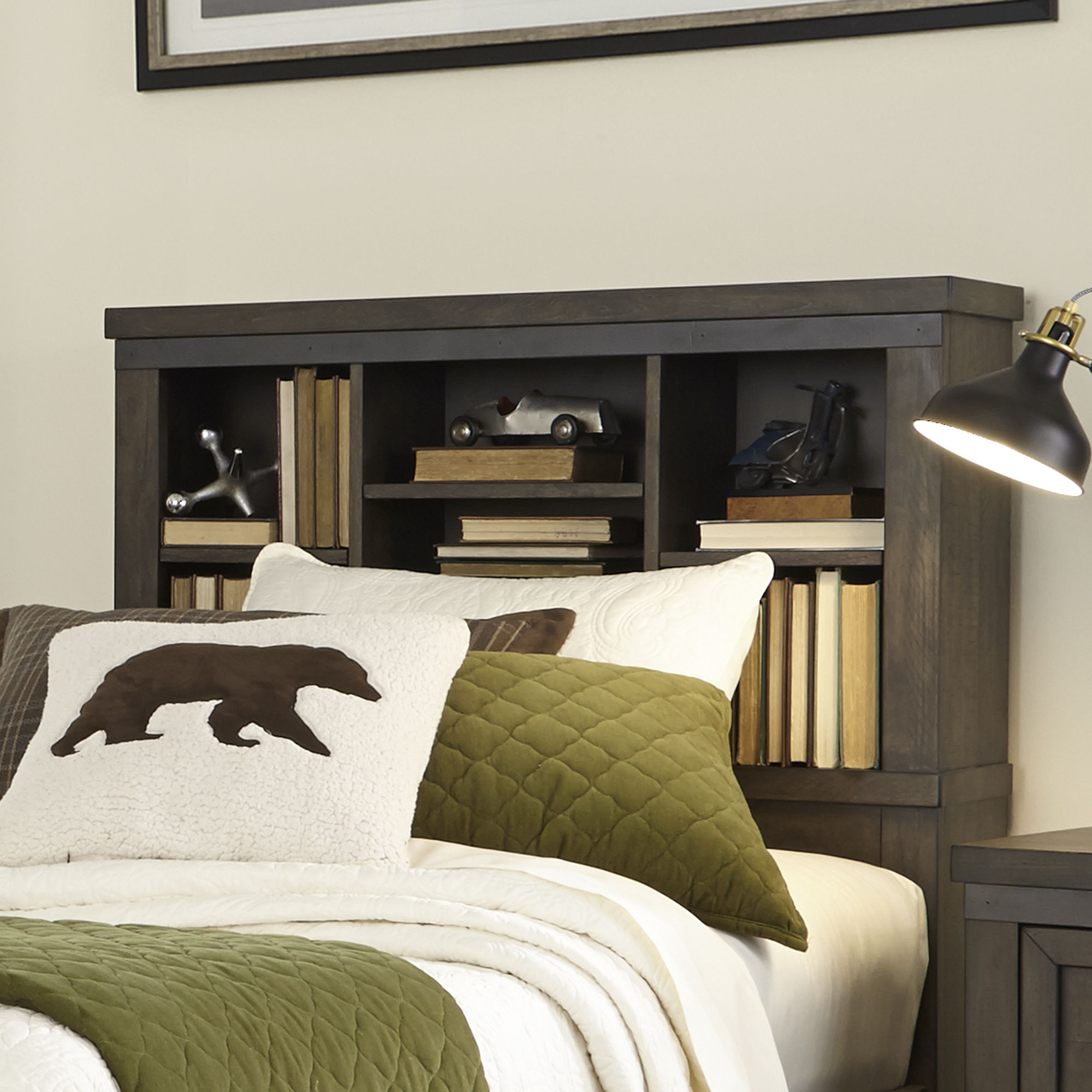 Liberty Furniture Thornwood Hills - Full Bookcase Headboard - Dark Brown