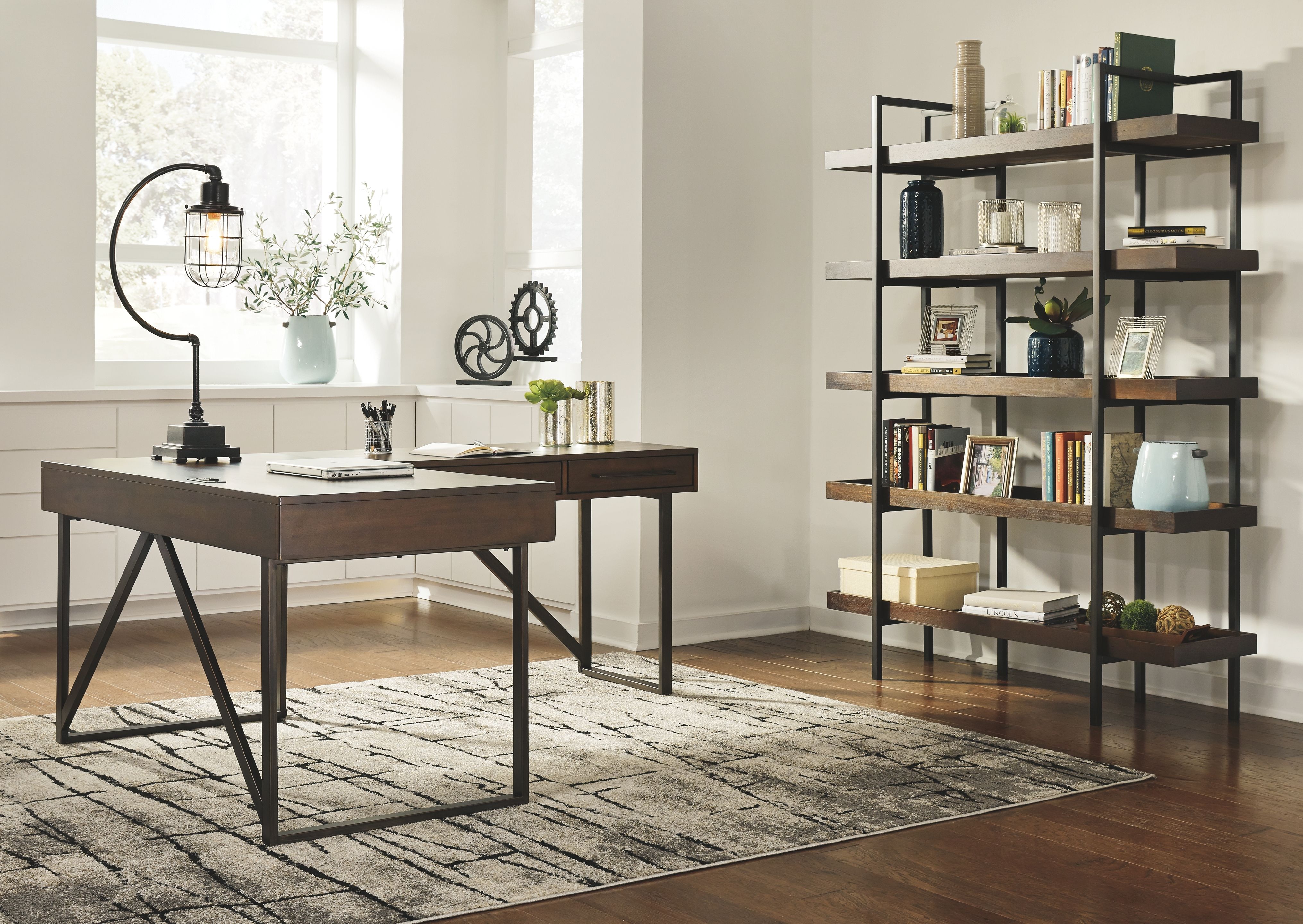 Ashley Starmore - Brown - 3 Pc. - L Shaped Desk, Bookcase
