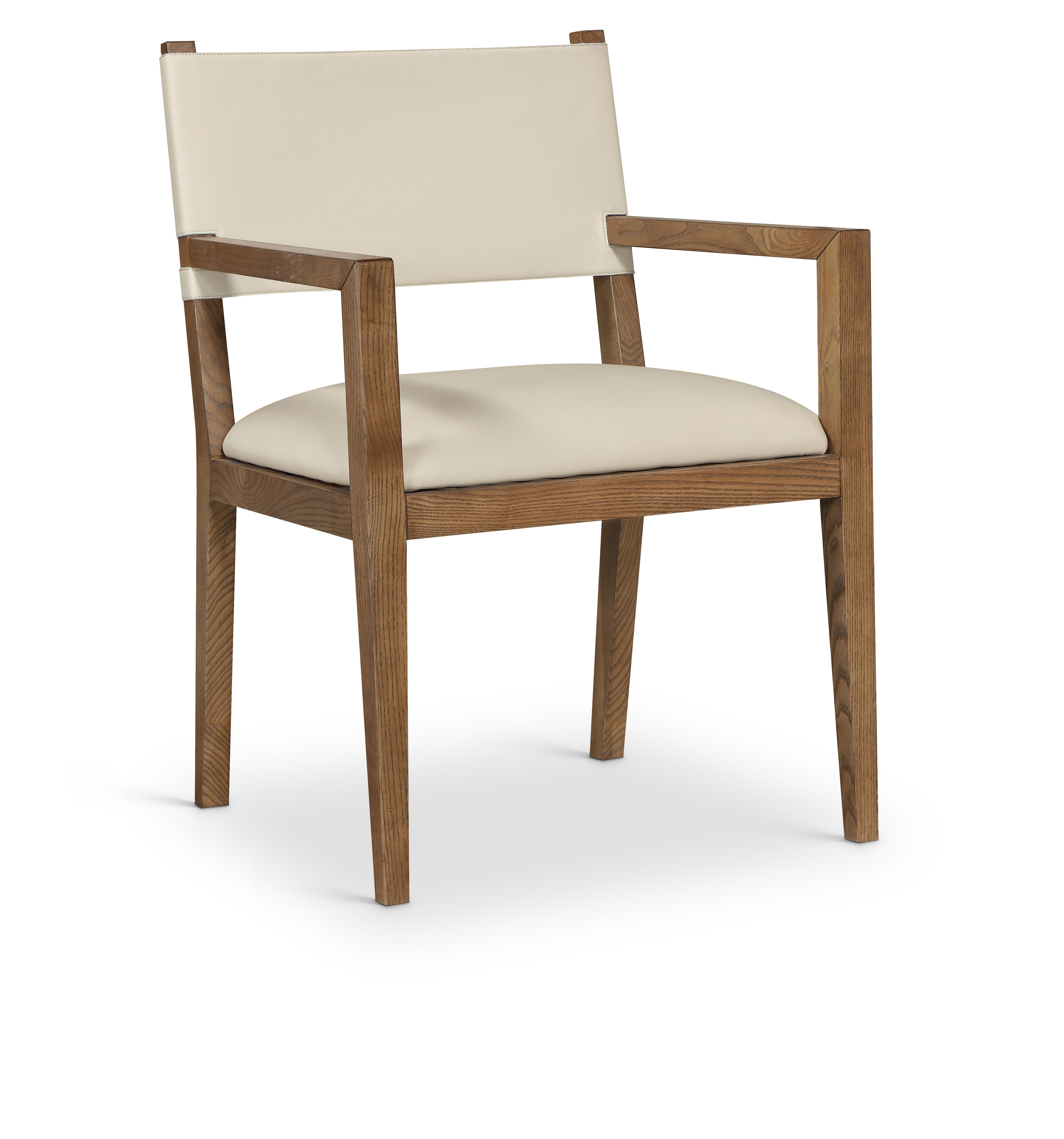 Avon - Vegan Leather Dining Arm Chair - Beige