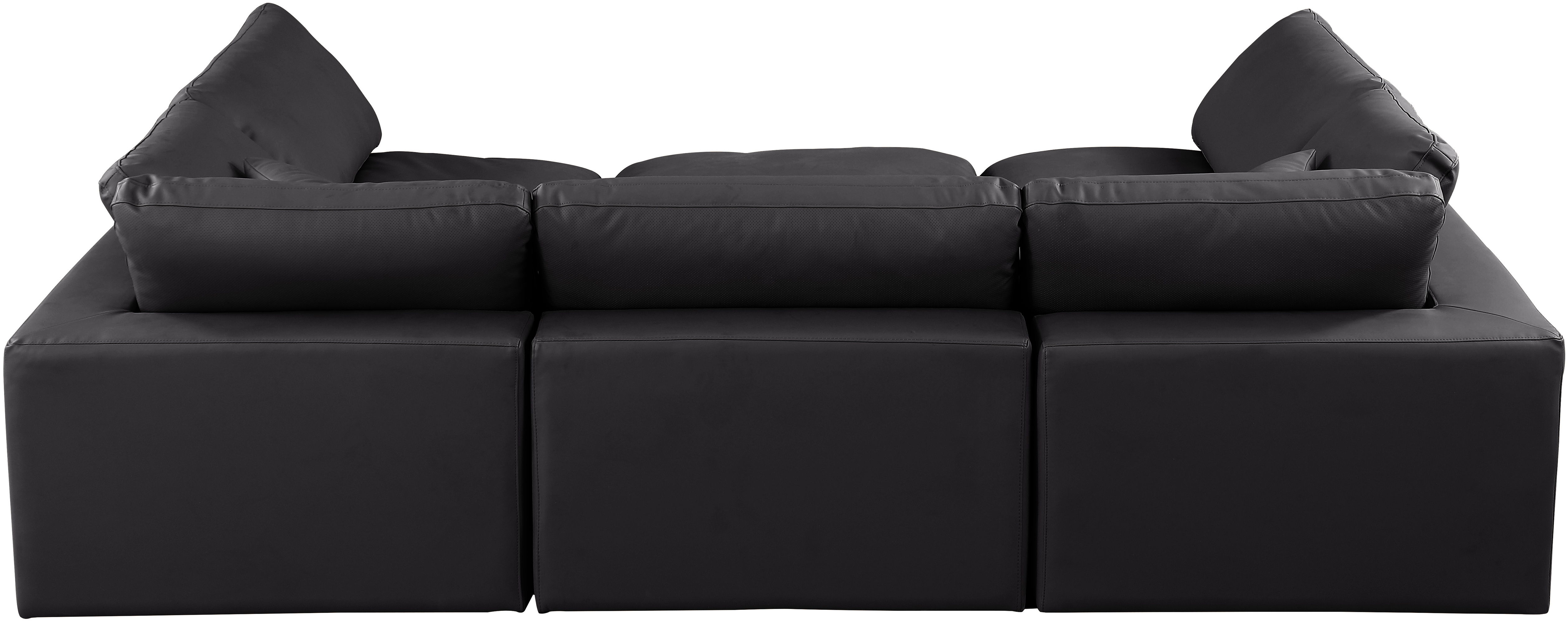 Comfy - 6 Piece Faux Leather Sectional - Charcoal
