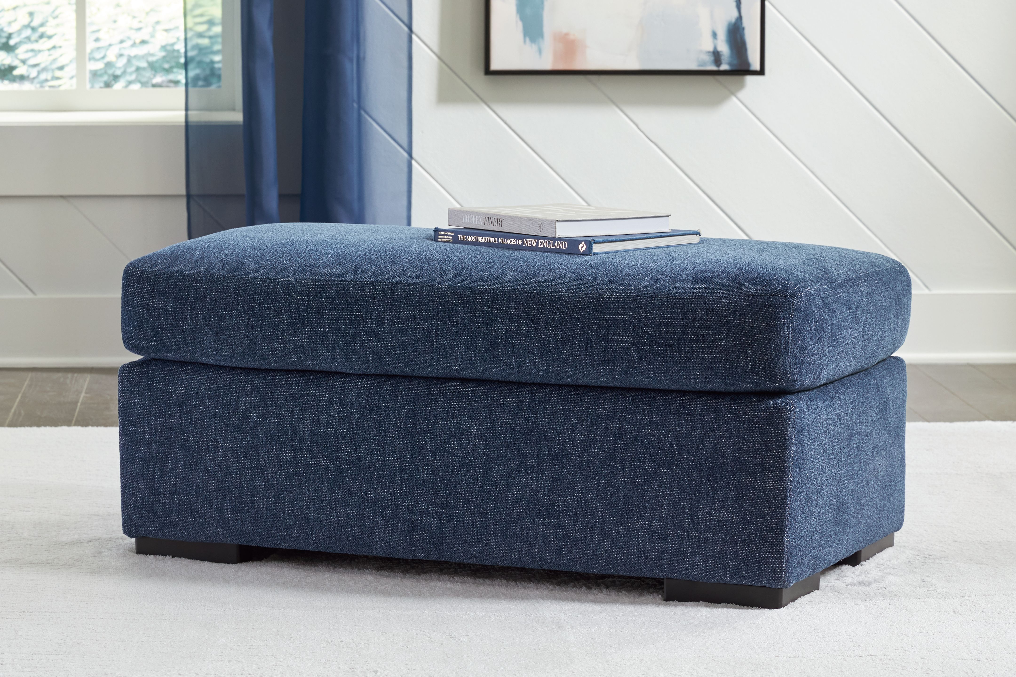 Ashley Furniture Evansley - 4 Pc. - Sofa, Loveseat, Chair And A Half, Ottoman - Navy - Image 6