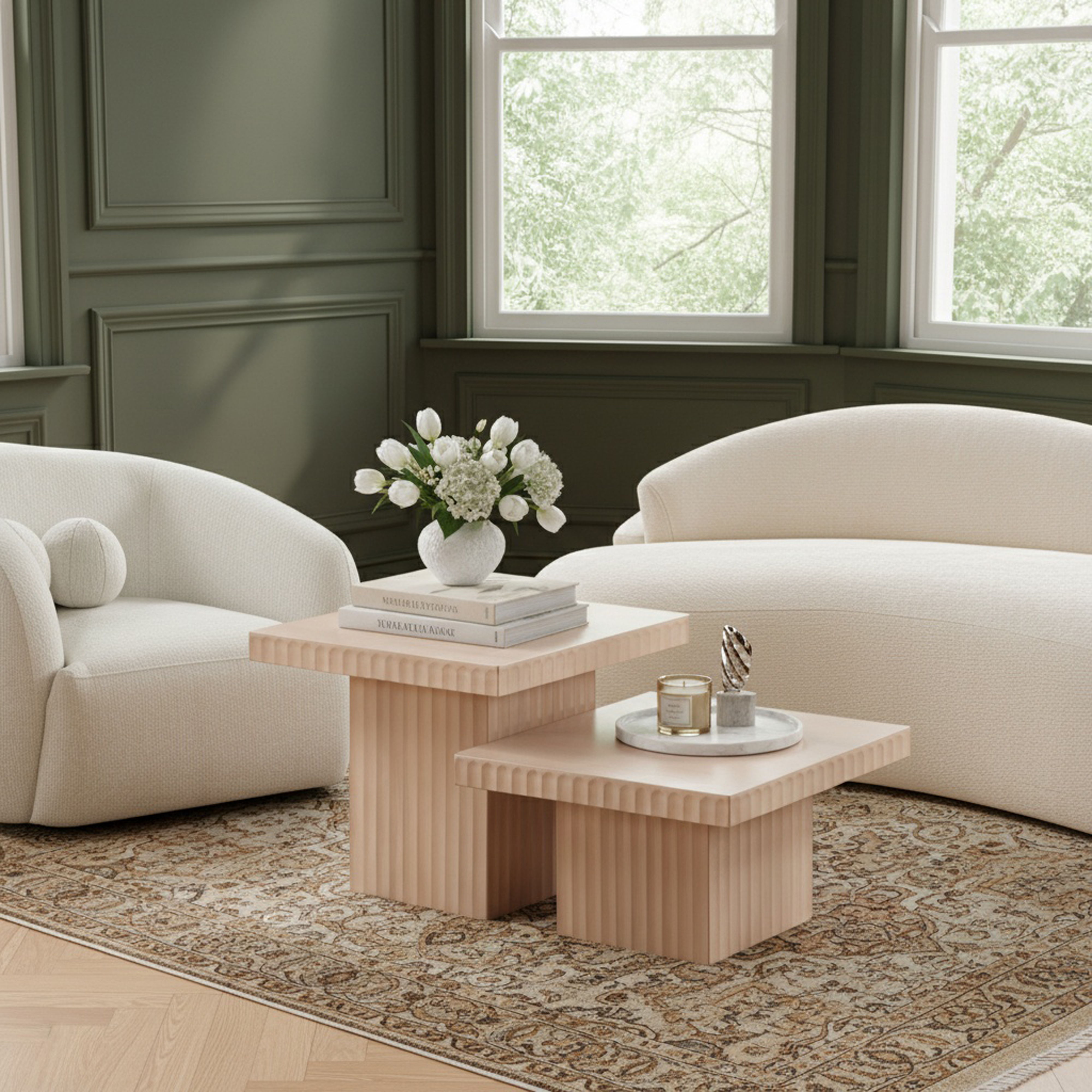 Spencer - Oak Veneer 2 Piece Coffee Table - Natural