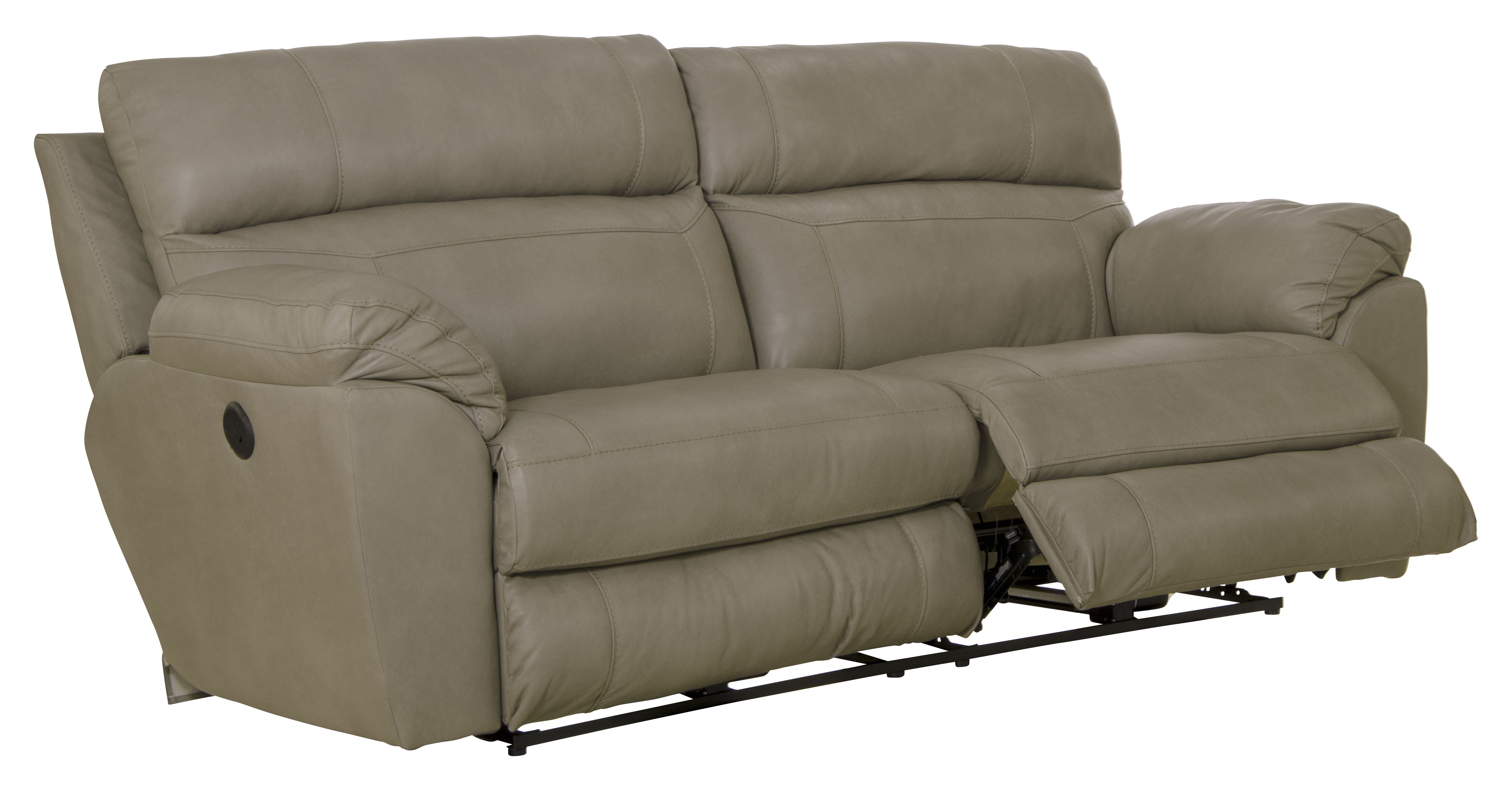Costa - Top Grain Italian Leather Power Lay Flat Reclining Sofa - Putty