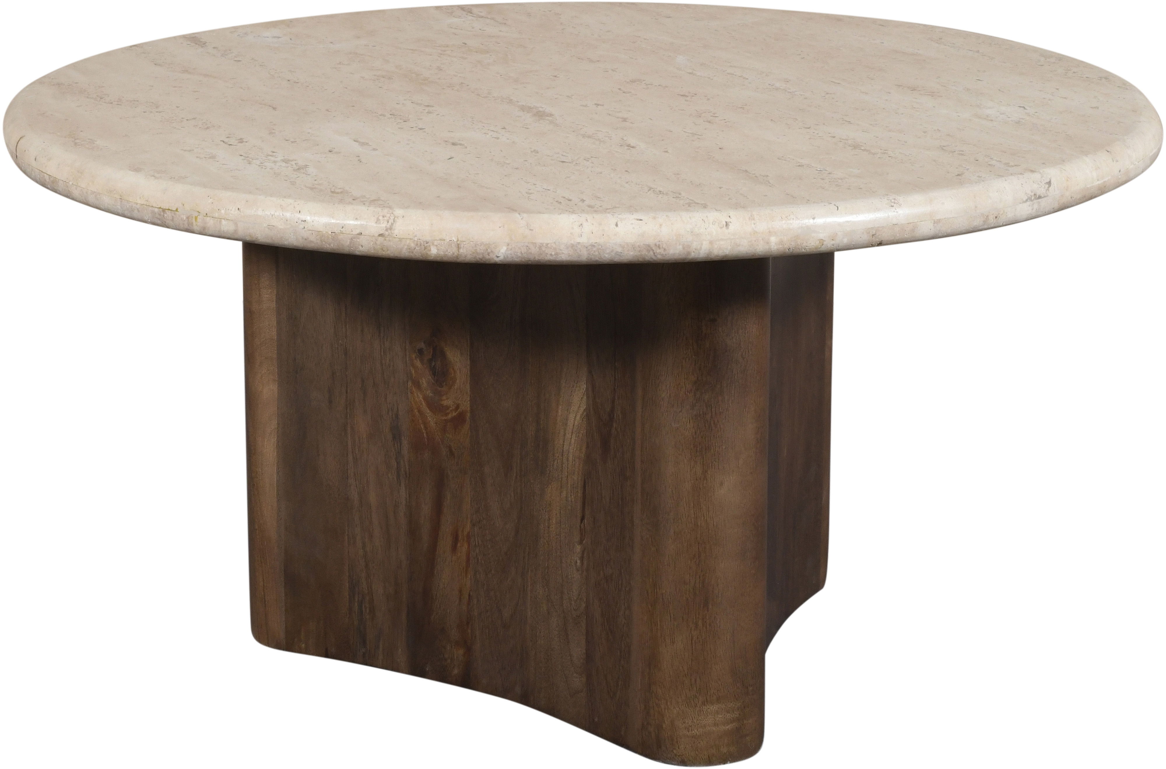 Pietra - Travertine And Mango Wood Coffee Table - Brown / Beige