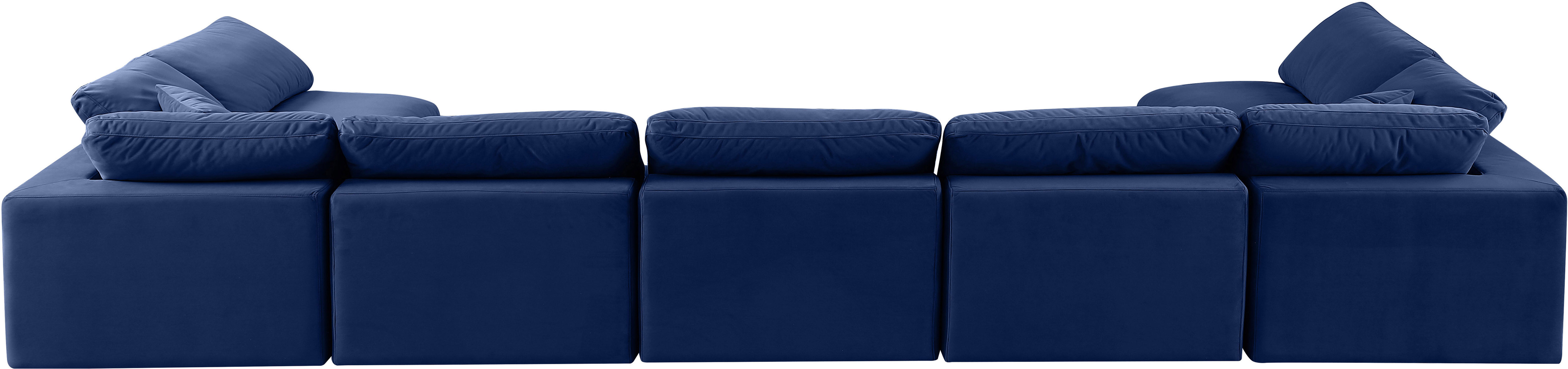 Comfy - 7 Piece Velvet Modular Armless Sectional - Navy