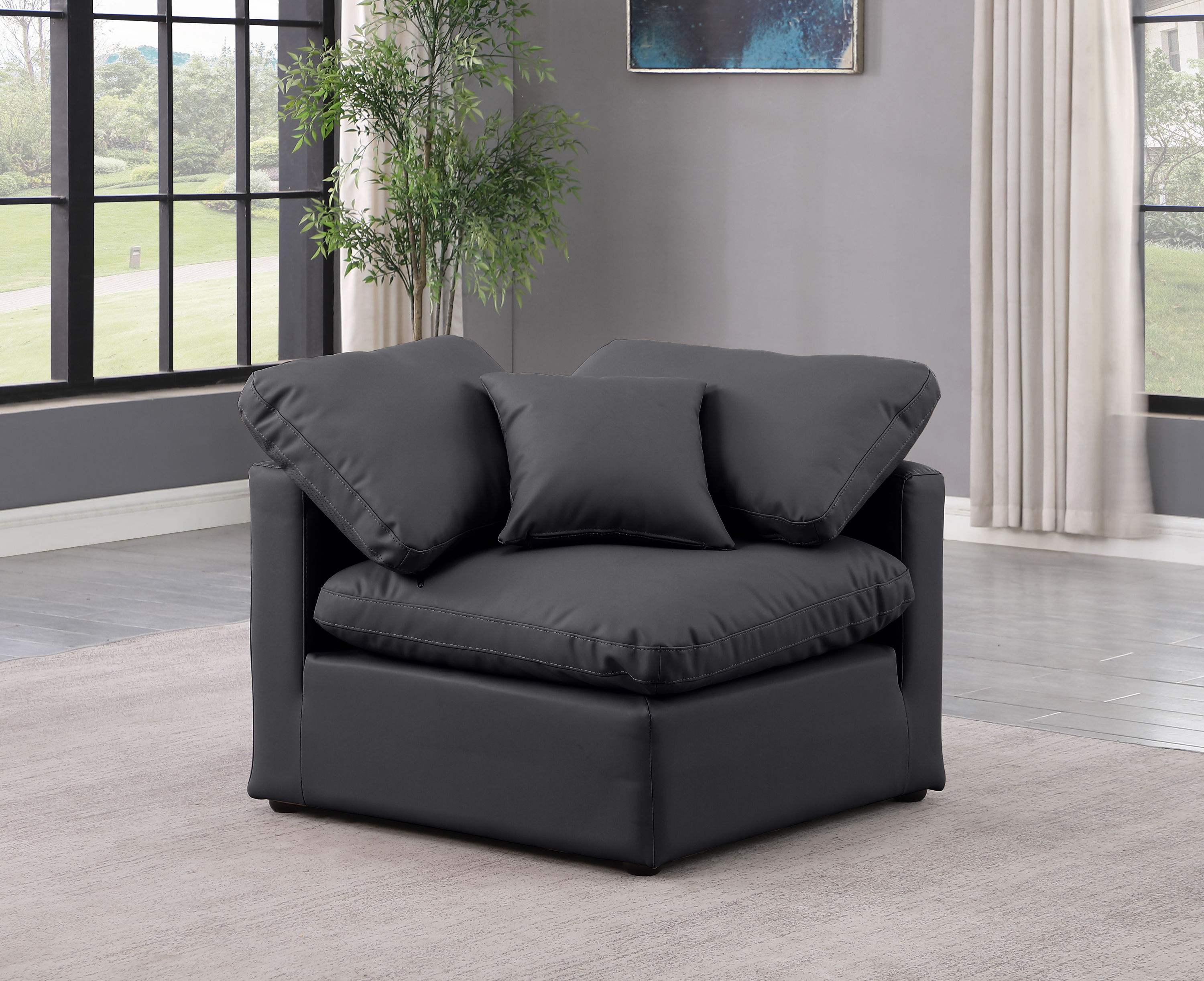 Indulge - Faux Leather Corner Chair - Black