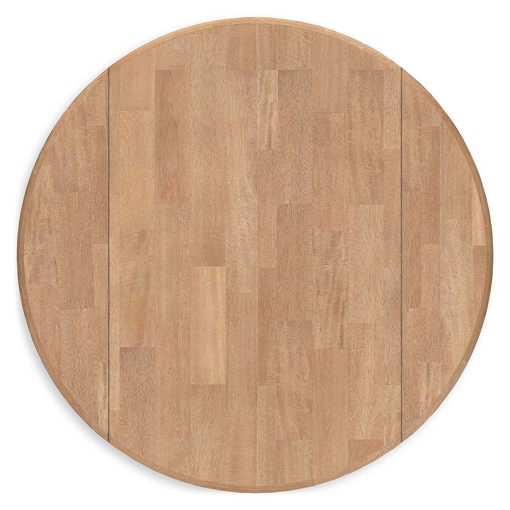Ashley Furniture Gesthaven - Round Dining Room Drop Leaf Table - Natural / Blue - Image 5