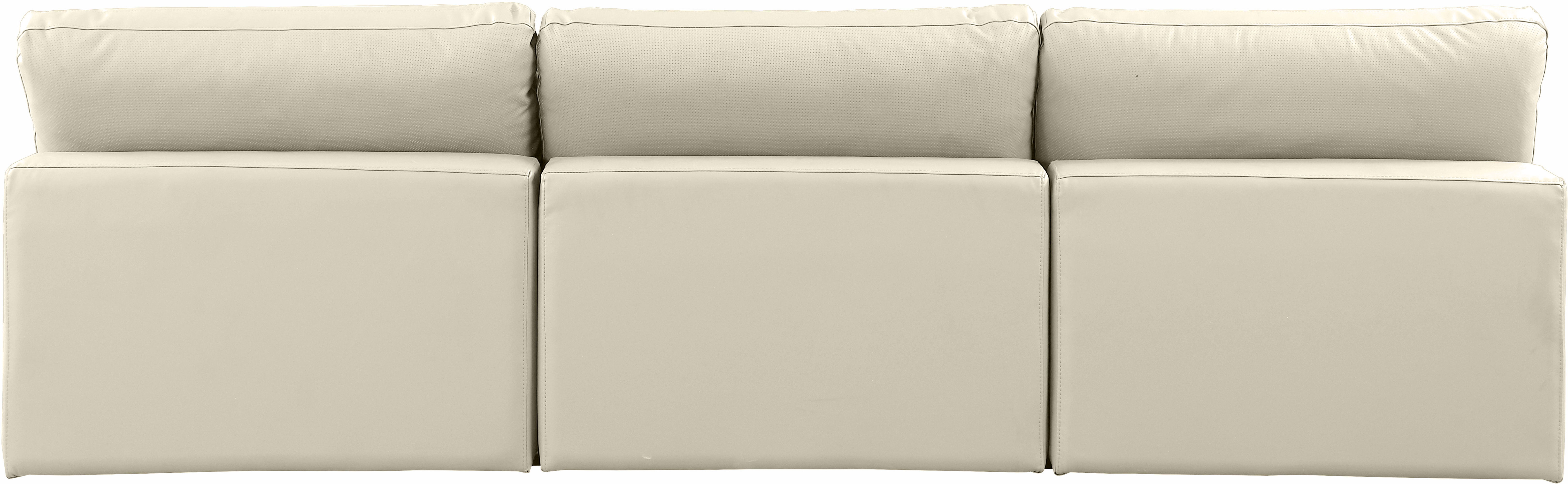 Comfy - Faux Leather Modular Armless Sofa 3 Pieces - Cream