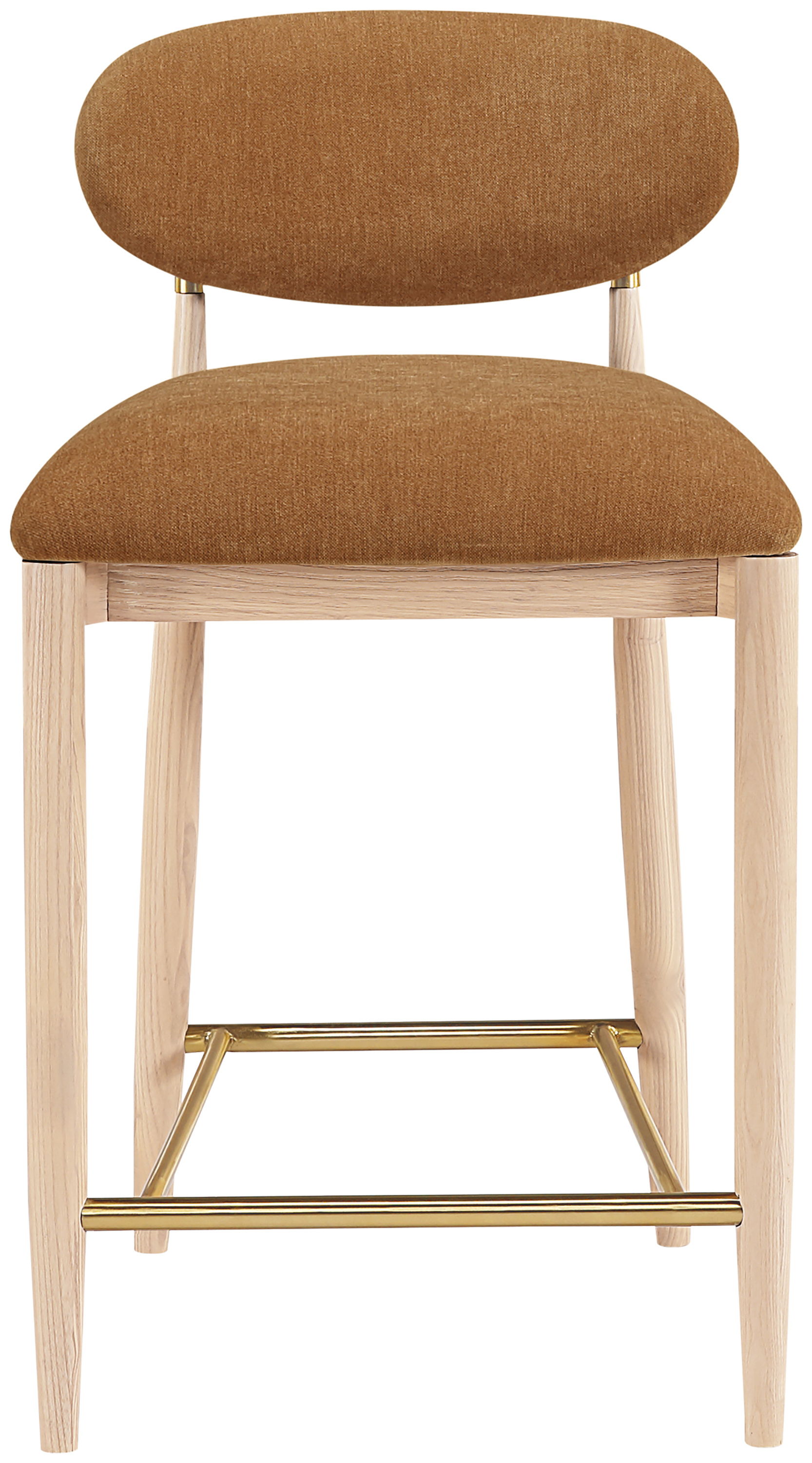 Riccio - Performance Fabric Upholstered Stool - Cognac