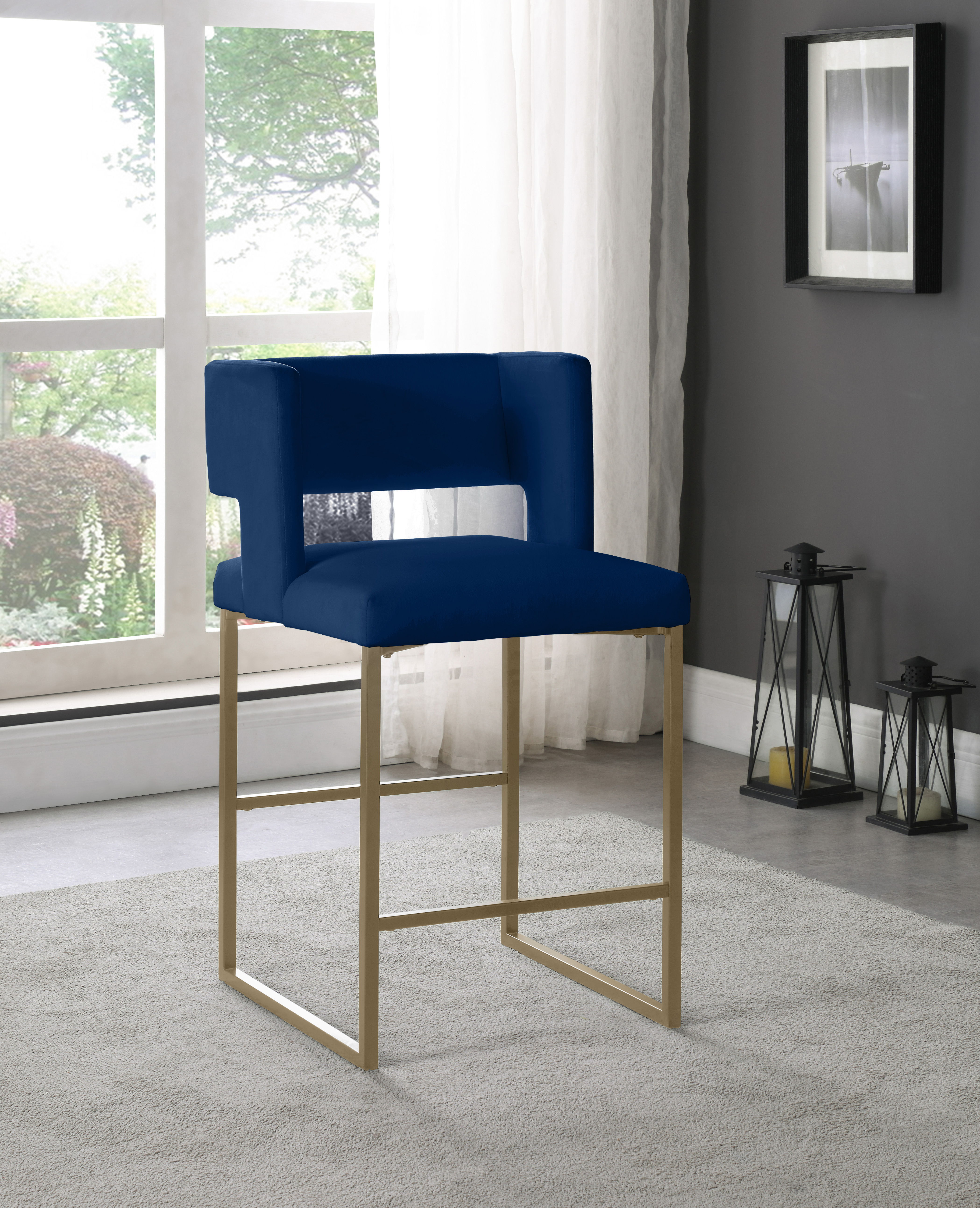 Caleb - Counter Stool (Set of 2) - Navy
