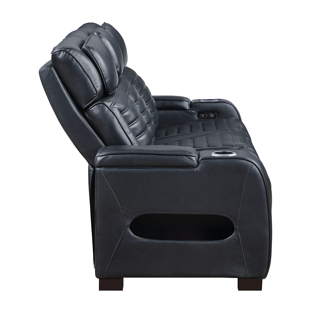 Ephron - Power Motion Sofa With Dropdown Table, Wireless Charging, Reading Light, Power Headrests & LED - Black, black, view 3