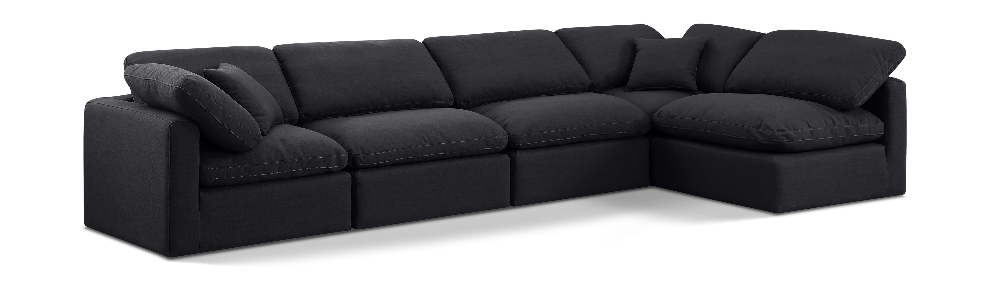 Indulge - Linen 5 Piece Modular Sectional - Black