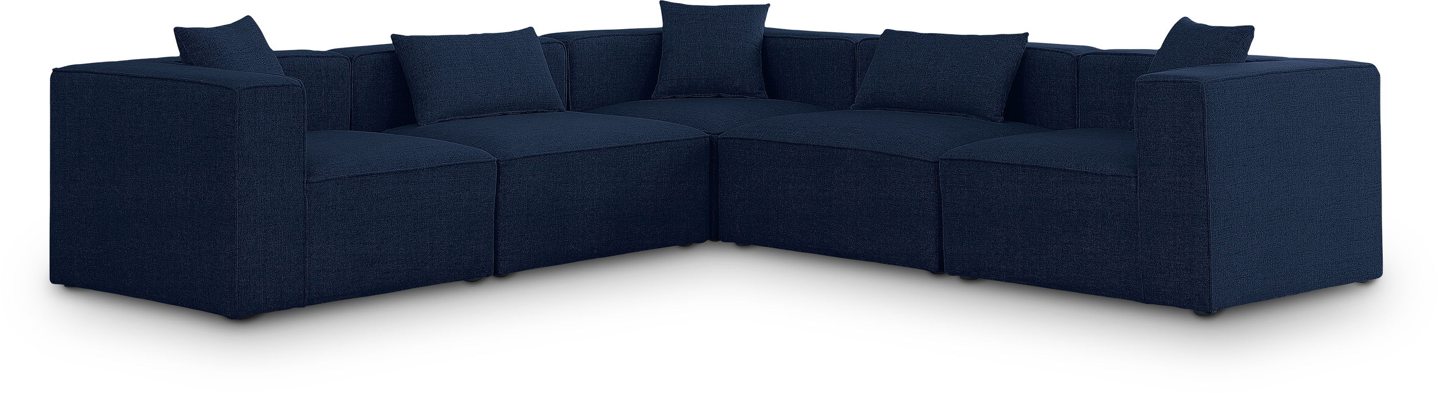 Cube - Linen 5 Piece Modular Corner Sectional - Navy