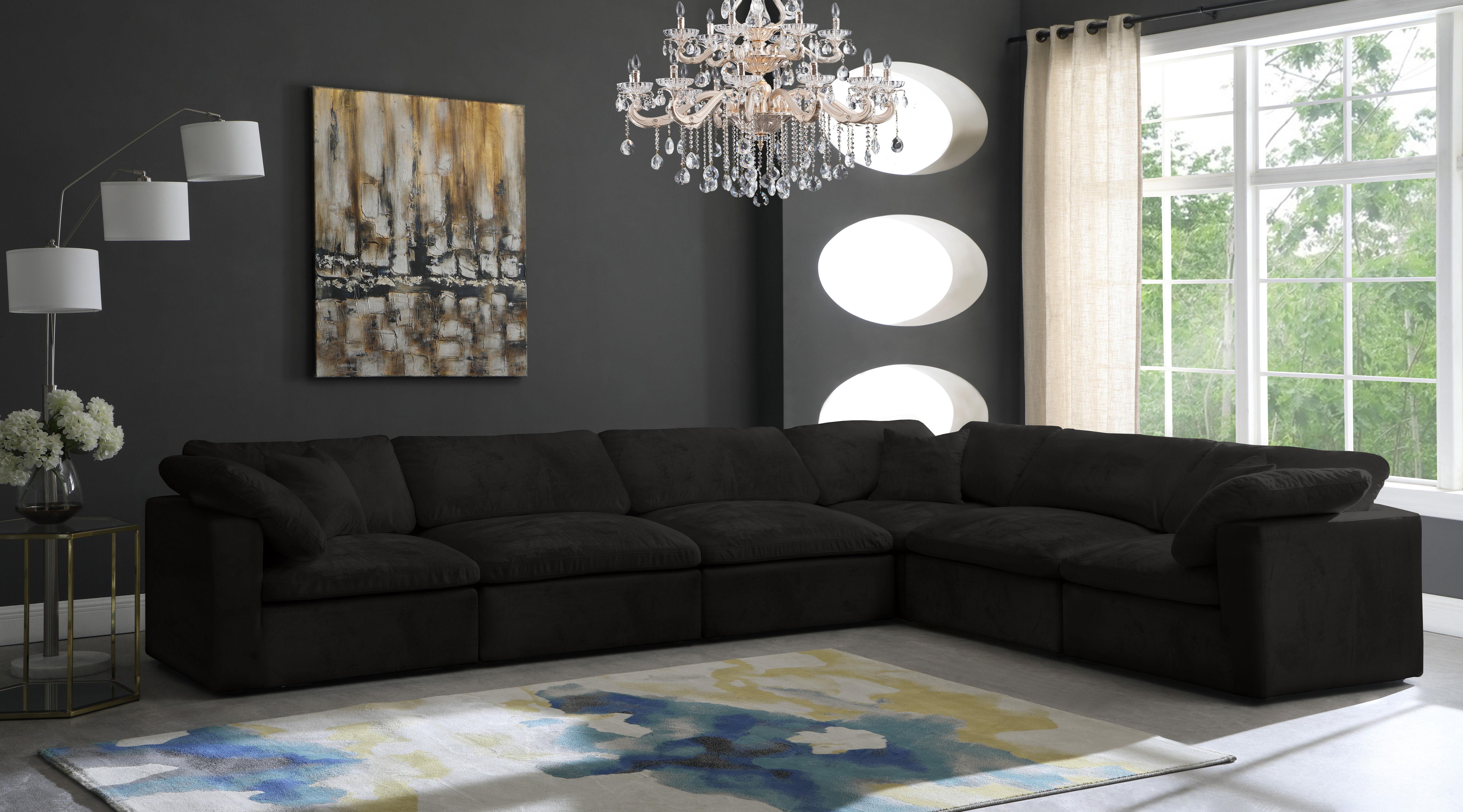 Cozy - 6 Piece Modular Corner Sectional - Black