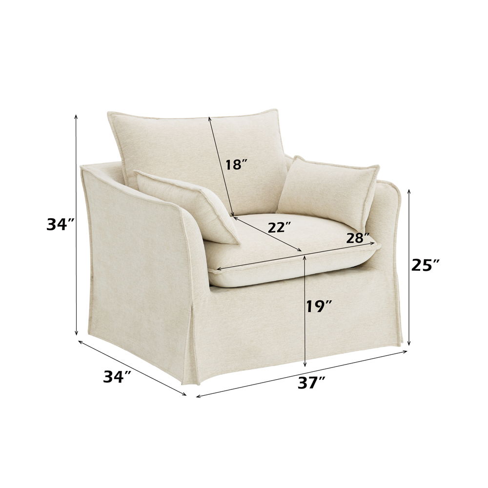 Shane - Chair With 2 Pillows - Beige Linen, beige, view 6