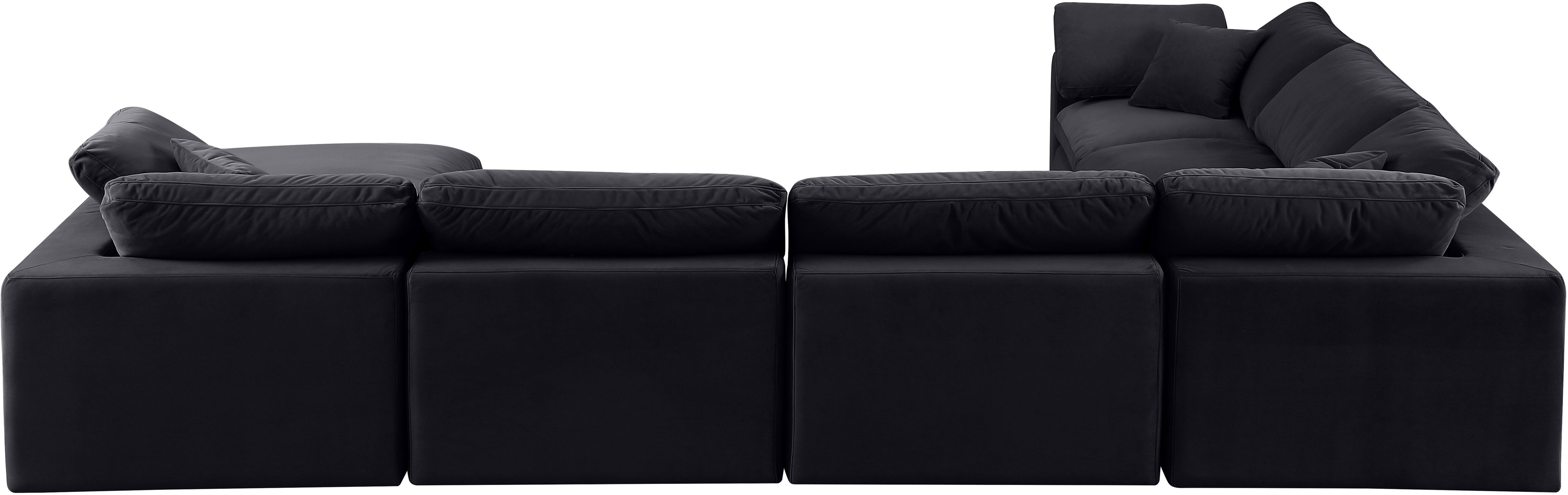 Comfy - 7 Piece Velvet Modular Sectional With Chaise - Black