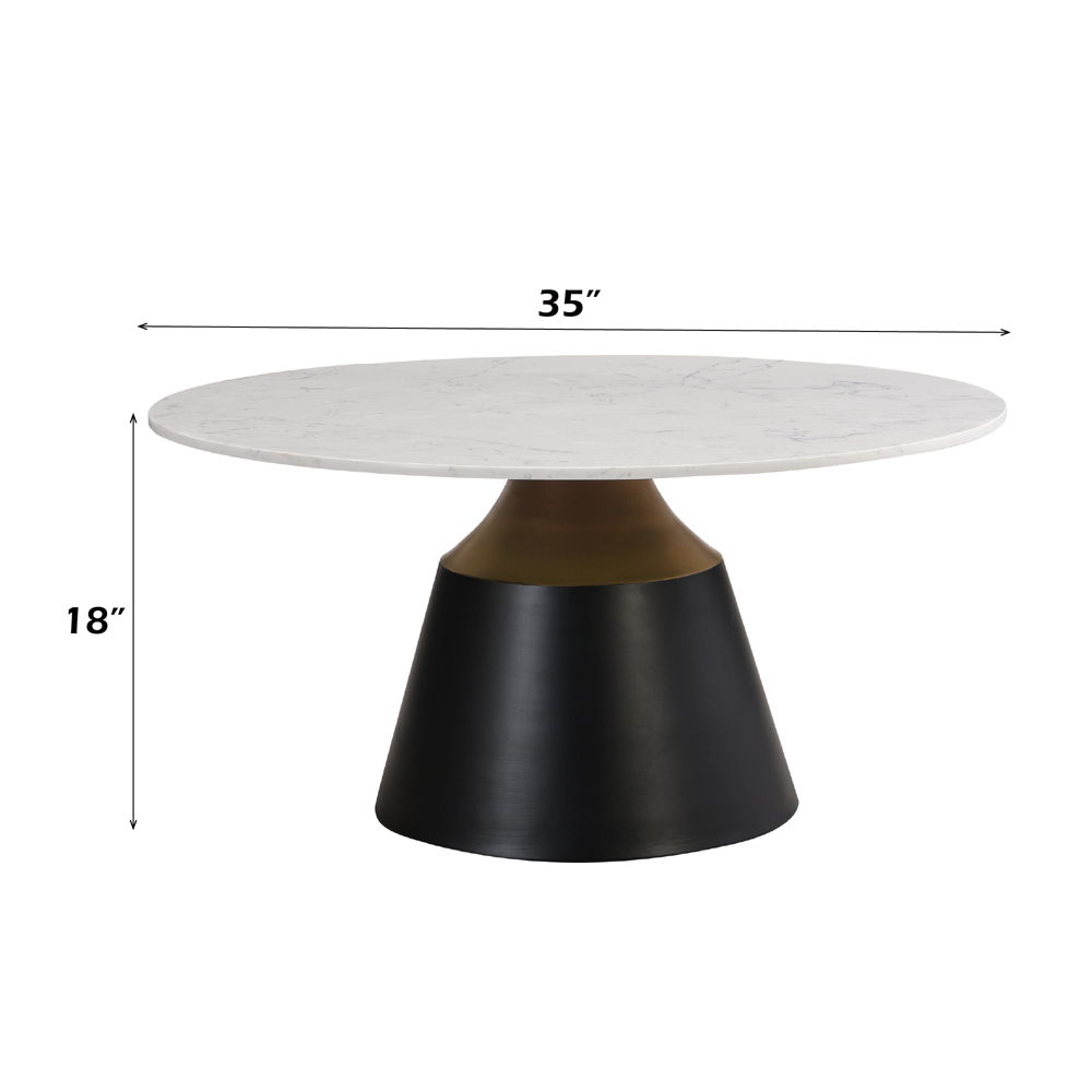 Jaramillo - Coffee Table - White Natural Marble Top & Black, white, view 5