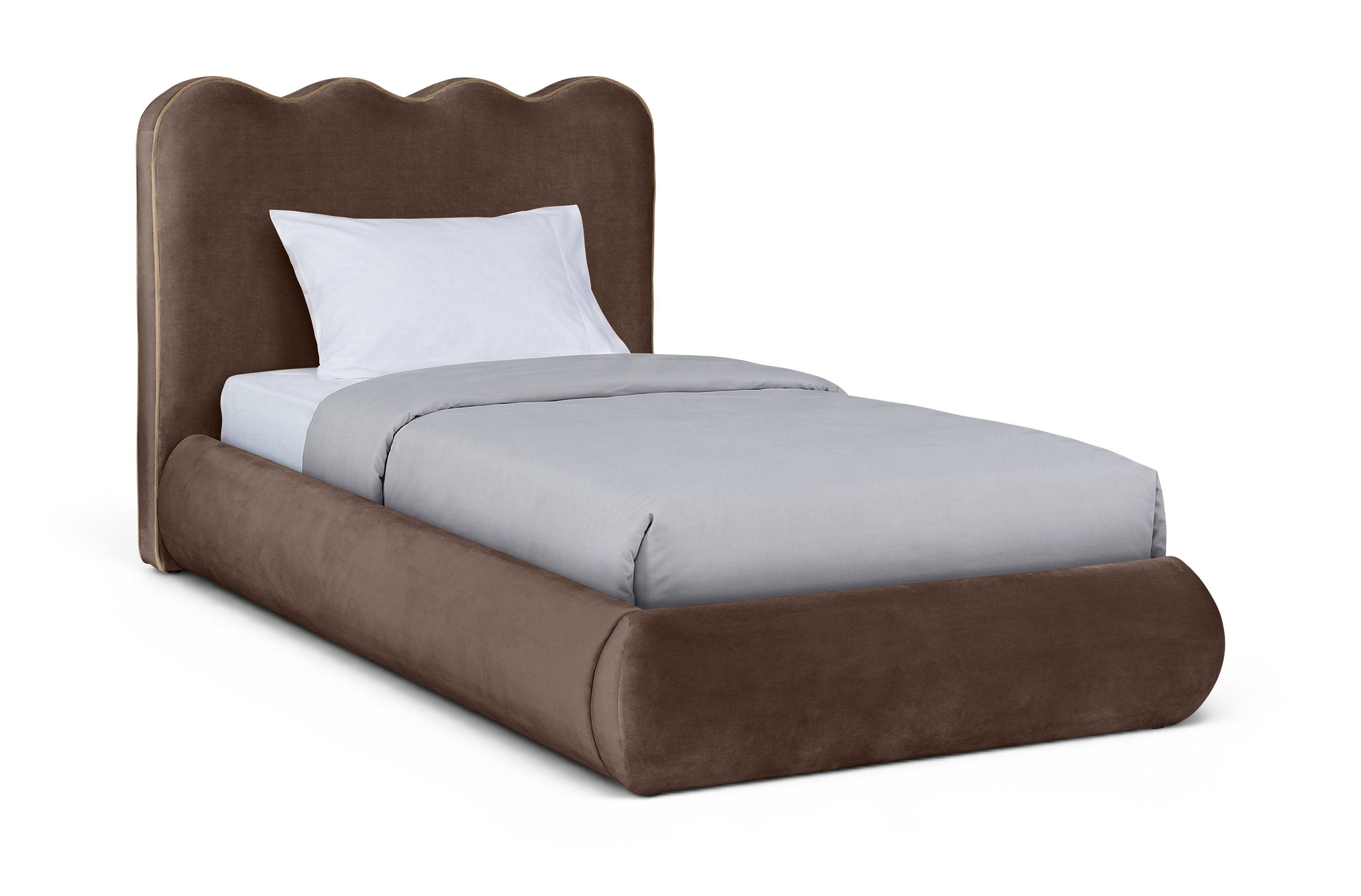 Tempo - Velvet Upholstered Twin Bed - Brown