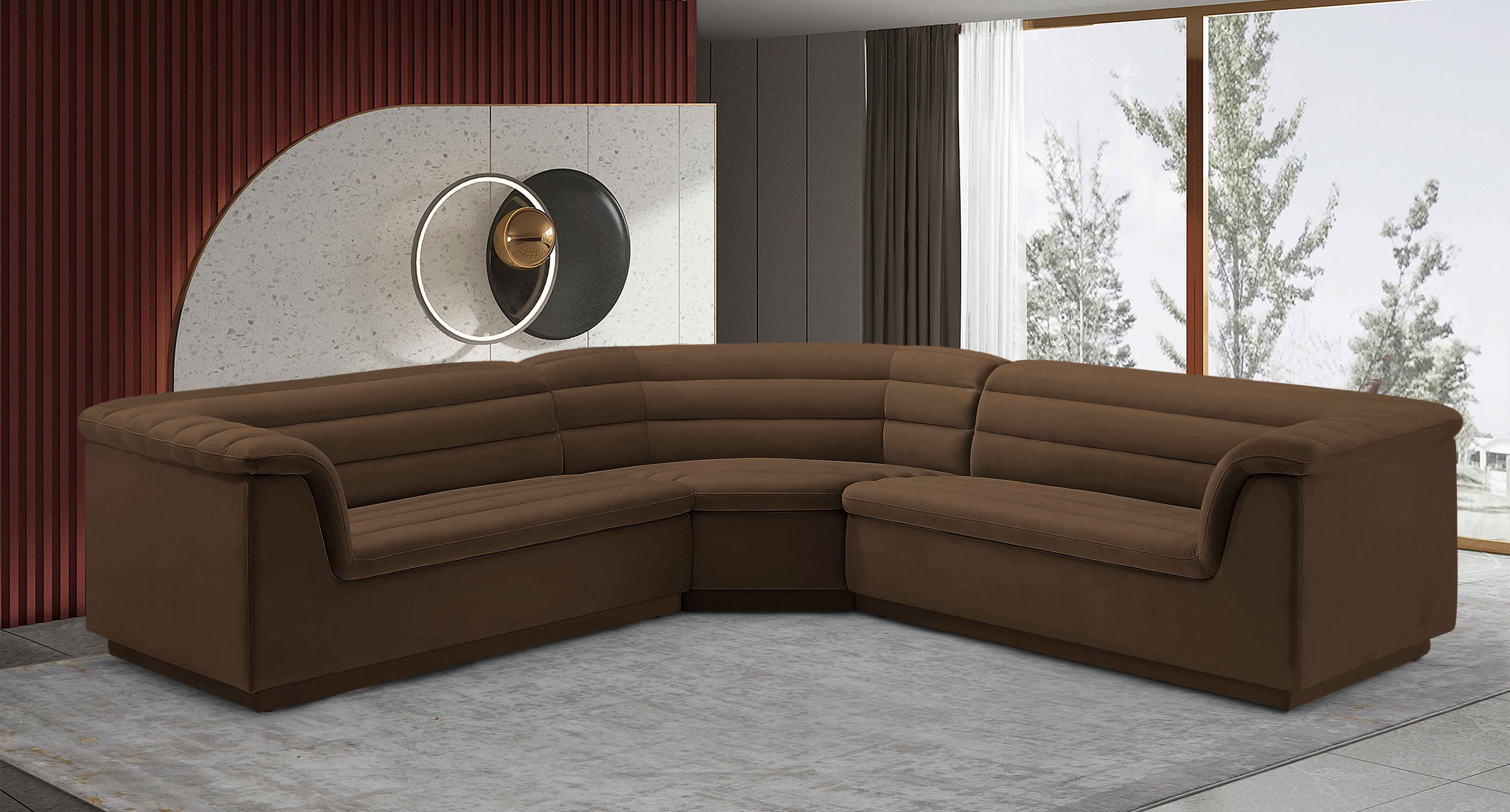 Cascade - Velvet Modular Sectional - Brown