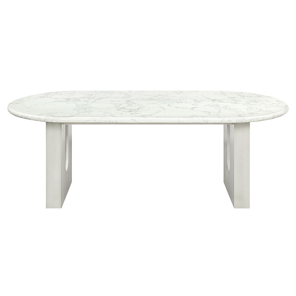 Zayn - Dining Table - White Natrual Marble Top & White, white, view 2