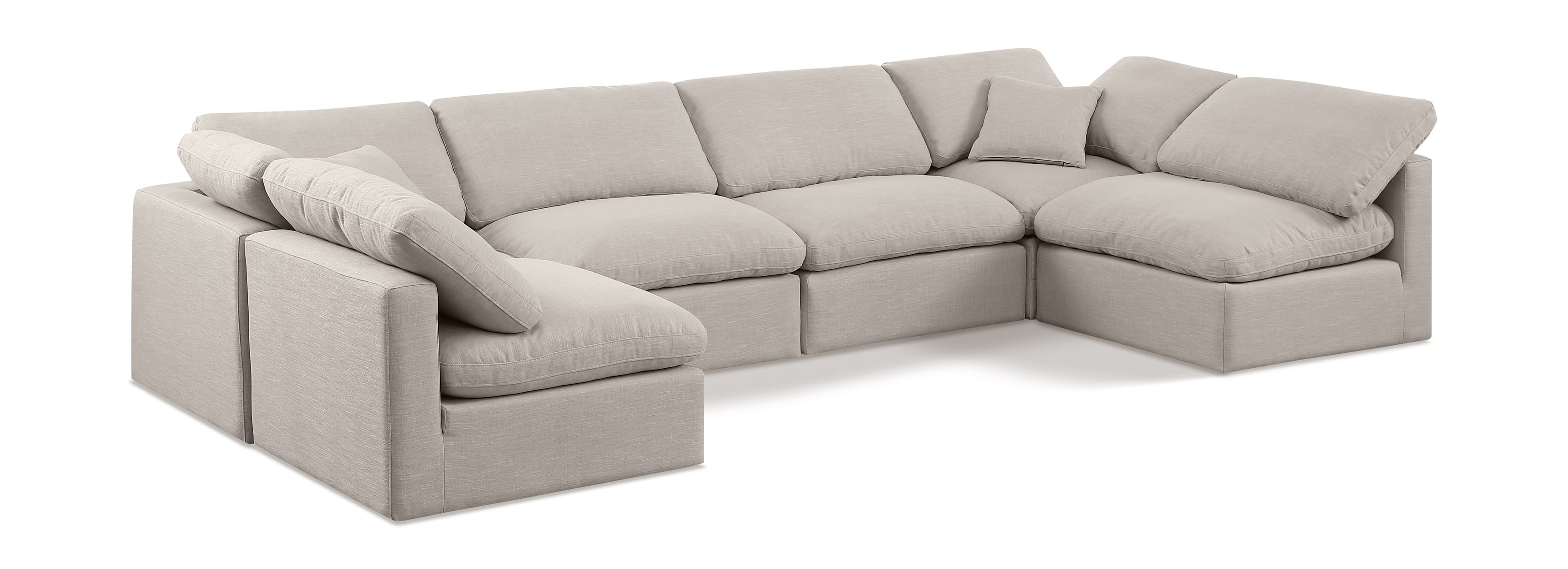 Indulge - Linen 6 Piece Modular U-Shaped Sectional - Ivory