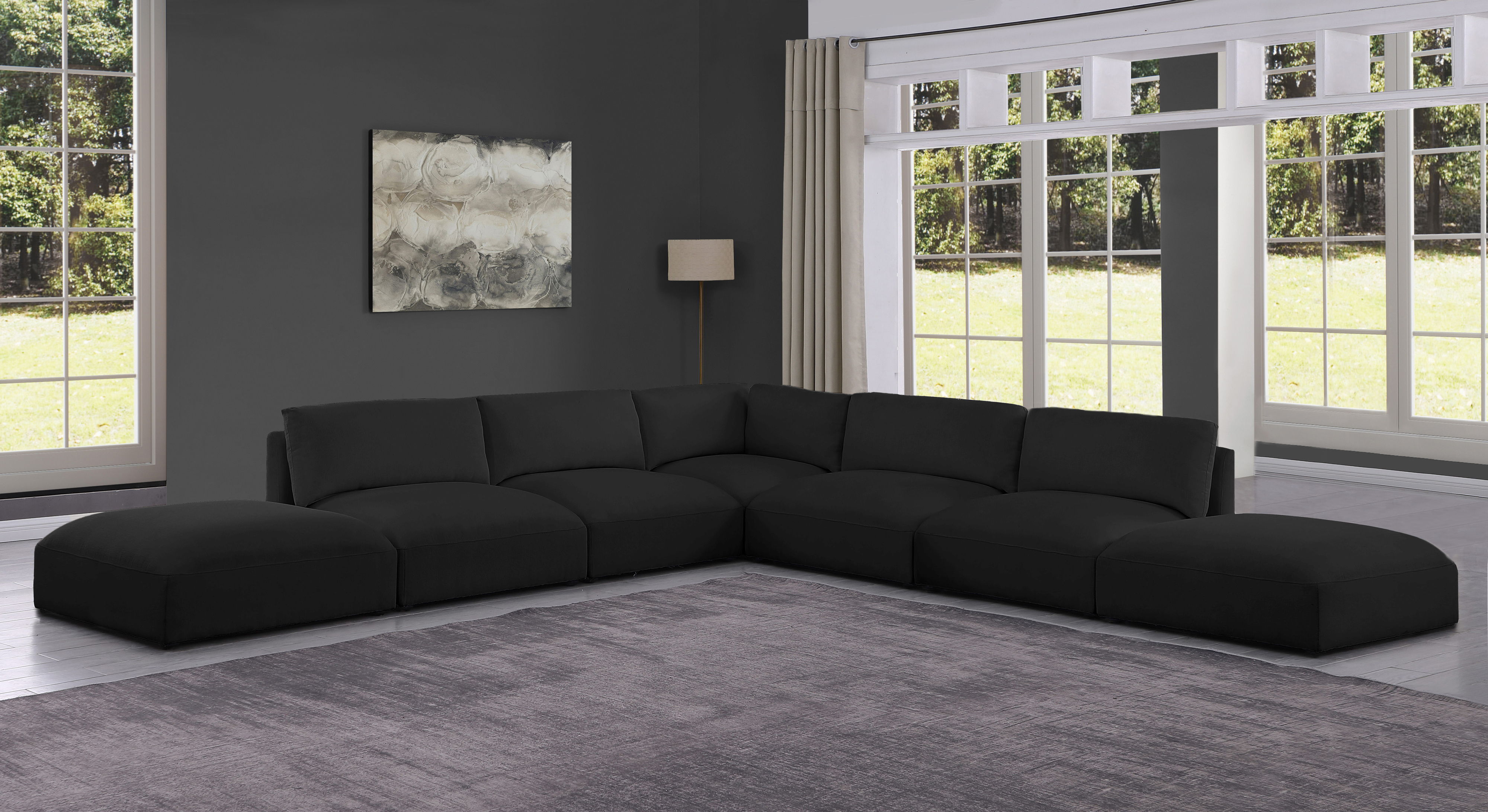 Ease - 7 Piece Modular Corner Sectional - Black