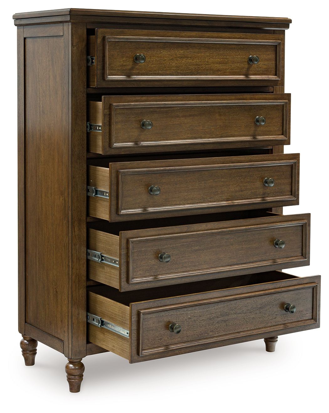 Ashley Furniture Sturlayne - 6 Pc. - Dresser, Mirror, Chest, California King Upholstered Panel Bed - Brown - Image 8