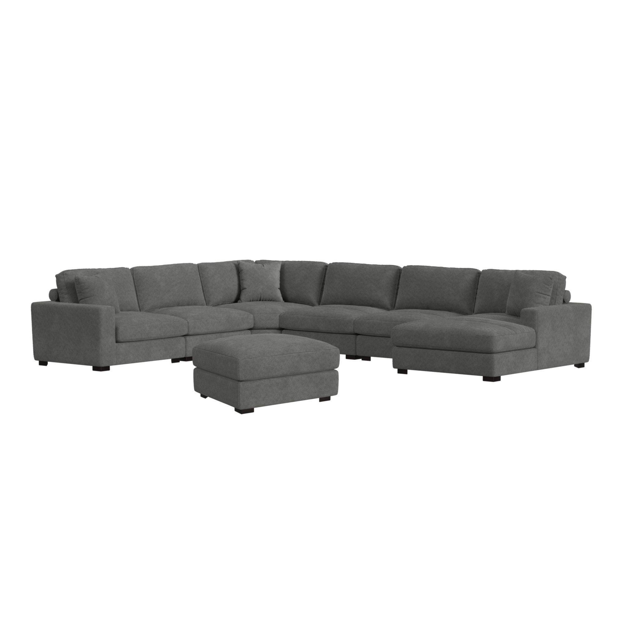 Arizona - Modular 7 Piece Sectional Set With RHF Chaise - Steno Charcoal
