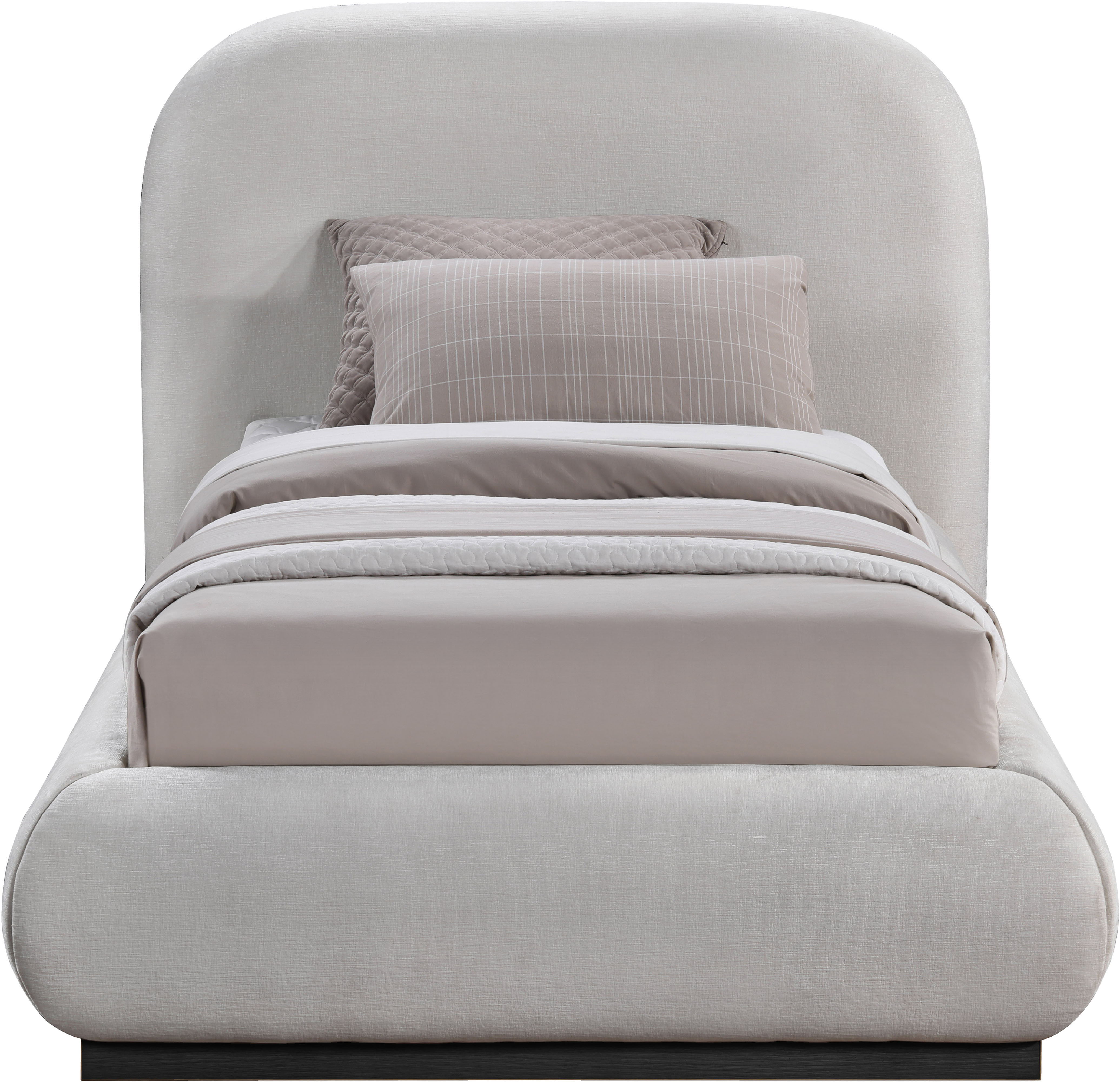 Vaughn - Chenille Twin Bed With Black Base - Gray