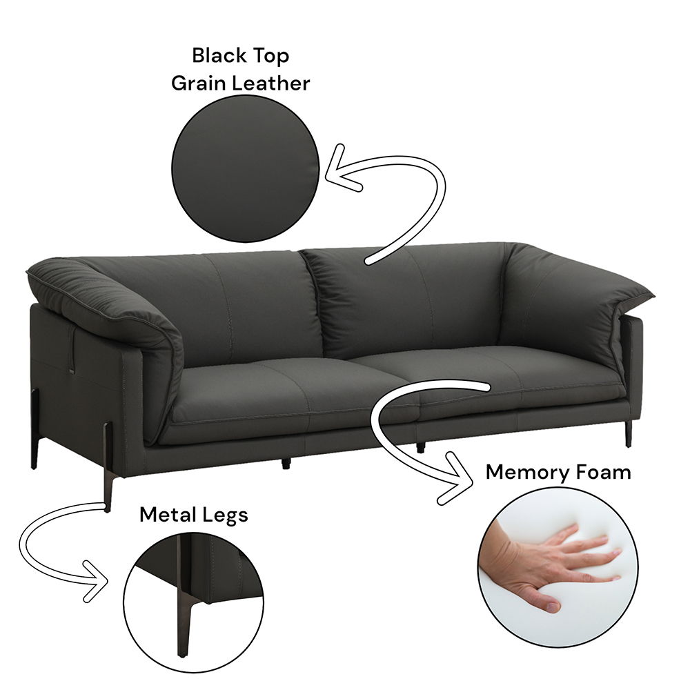 Tadi - Sofa - Black Top Grain Leather, black, view 7