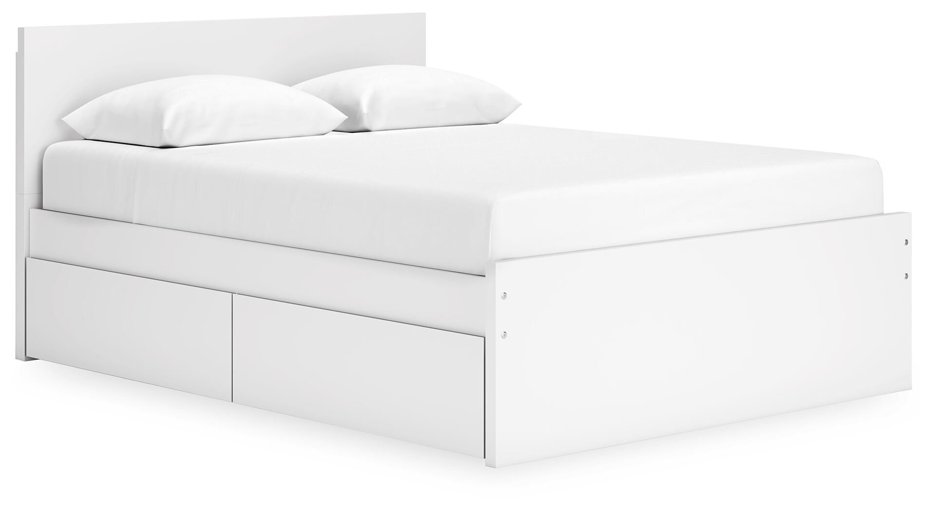 Onita – Queen Panel Platform Bed With 2 Side Storage – White