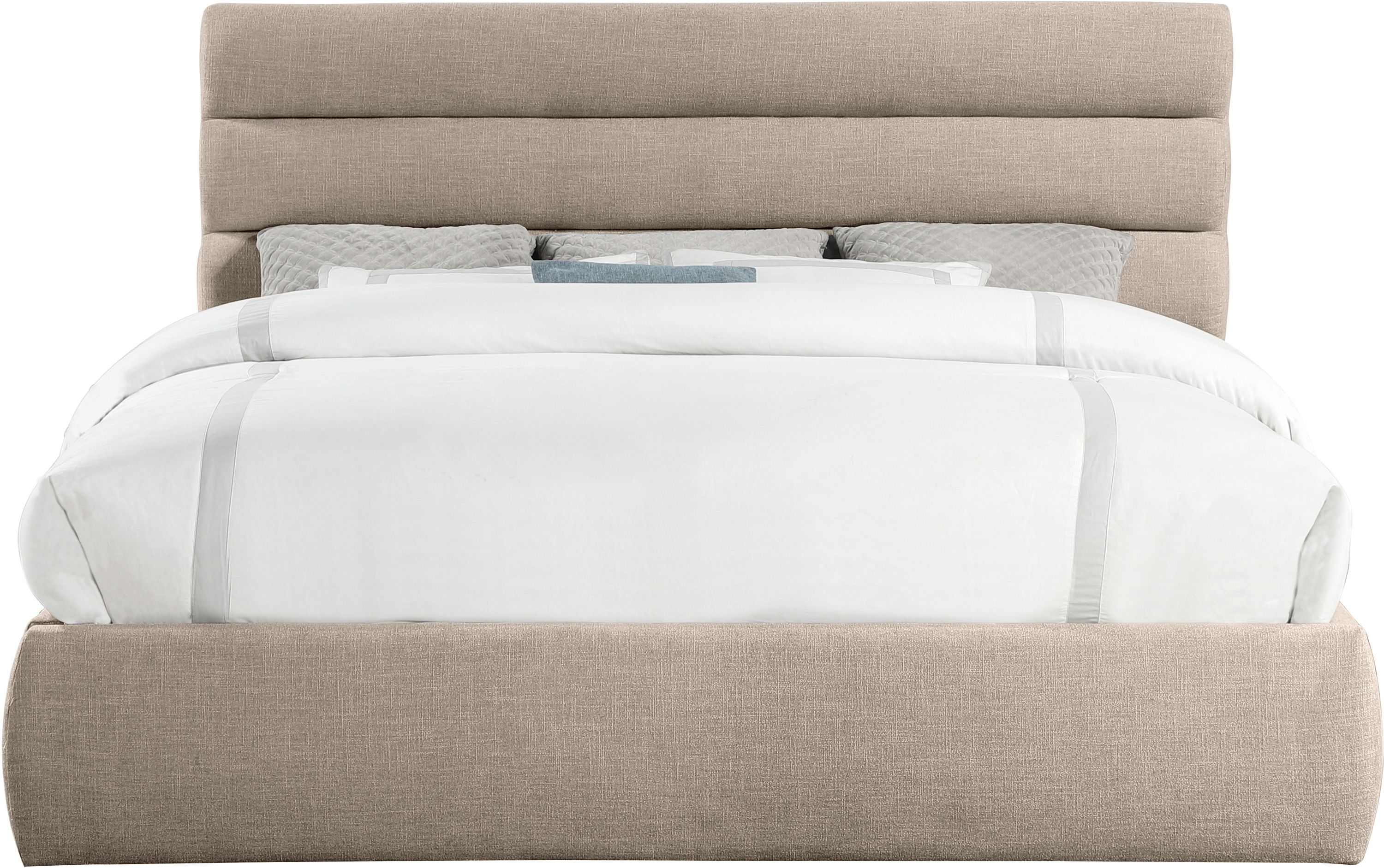 Adam - Linen Fabric King Bed With 52" Headboard - Beige