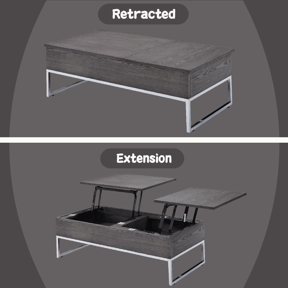 Iban - Coffee Table With Lift Top - Gray Oak & Chrome, dark gray, view 7